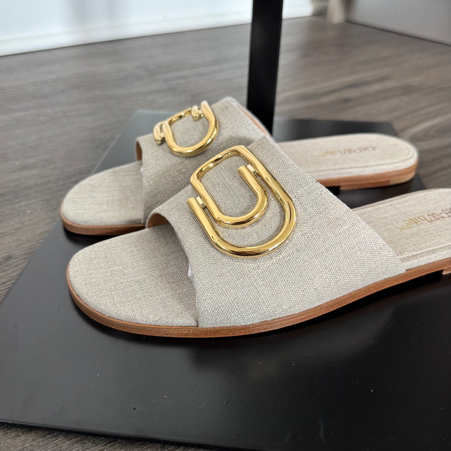 Off-White Paperclip Linen Sandals