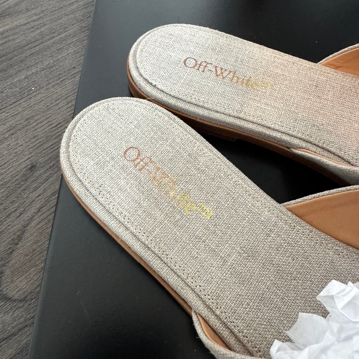 Off-White Paperclip Linen Sandals