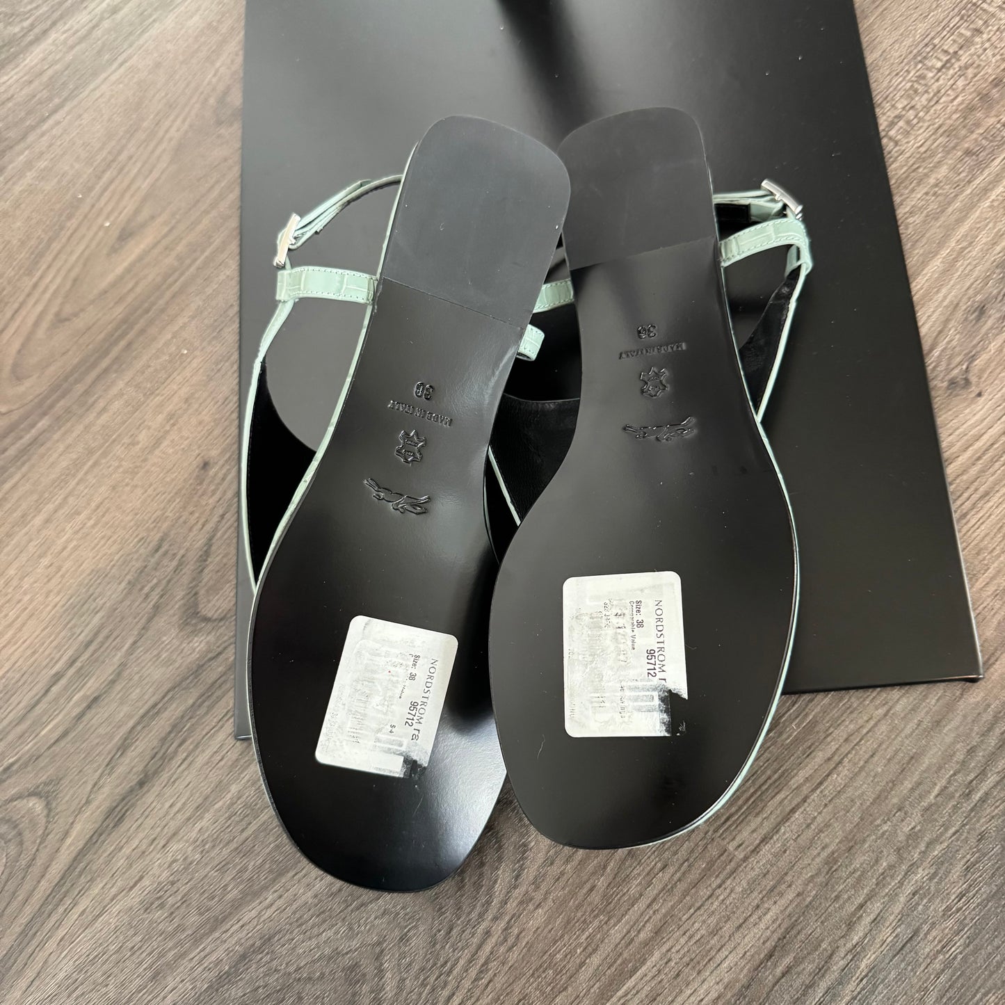 Longchamp Shield Croc Embossed Sandal