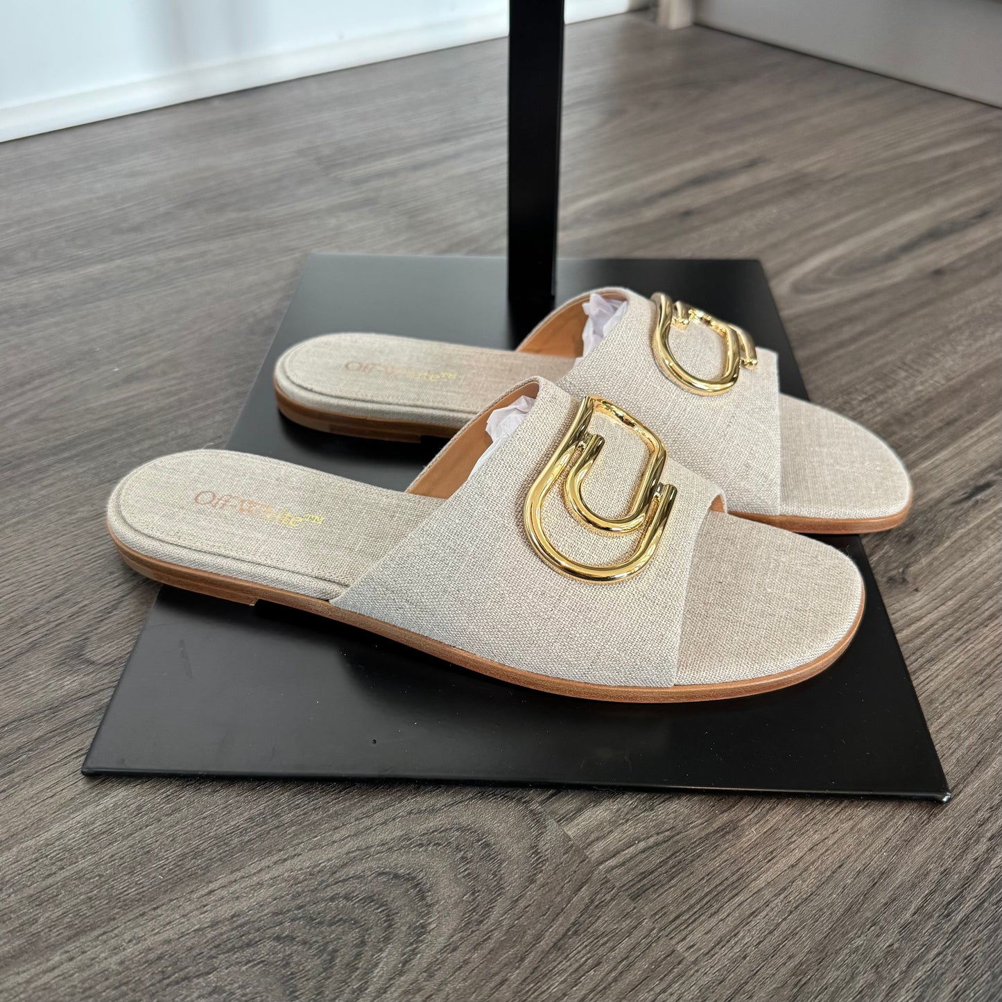 Off-White Paperclip Linen Sandals