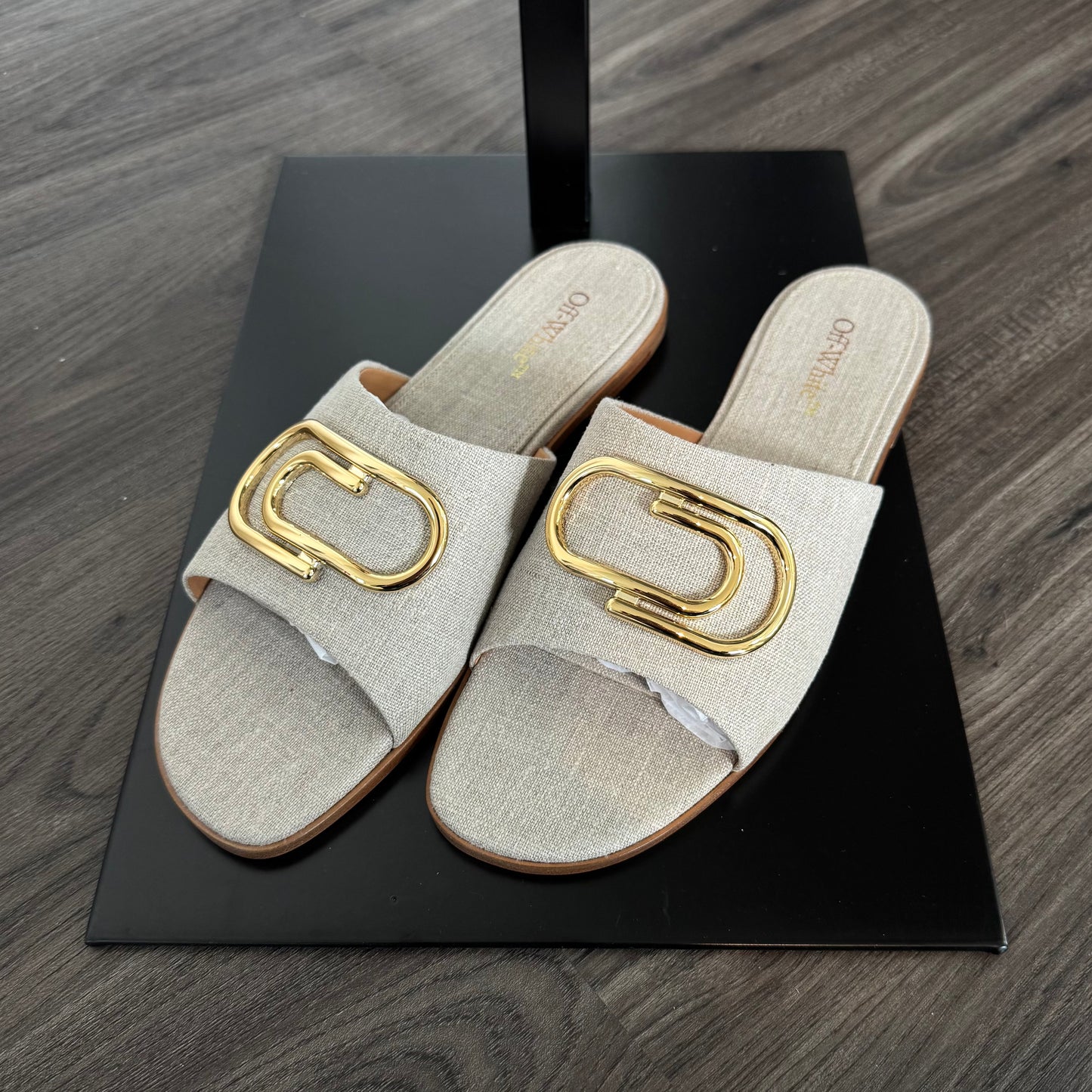 Off-White Paperclip Linen Sandals