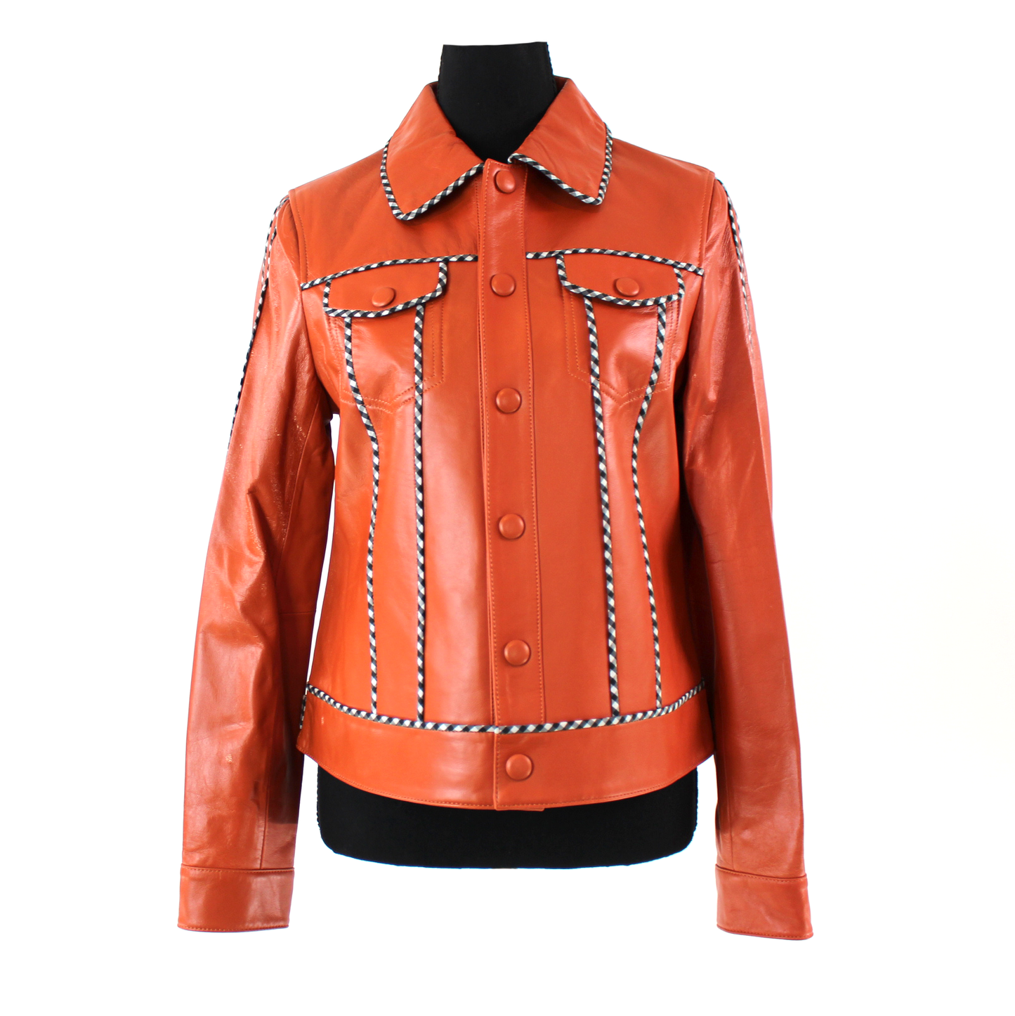 Samantha Sipos Gingham Leather Jacket