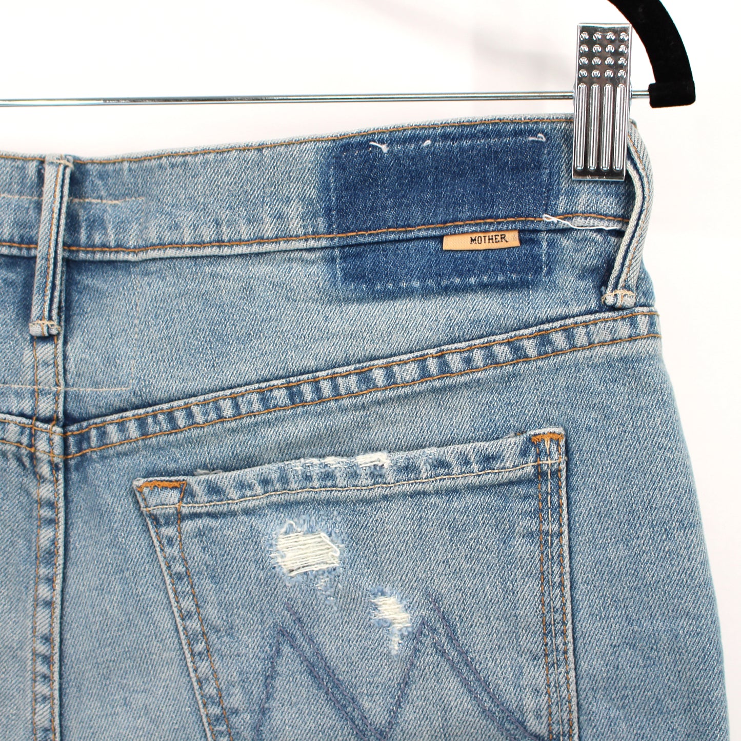 Mother Teaser Donut Roll Denim Shorts