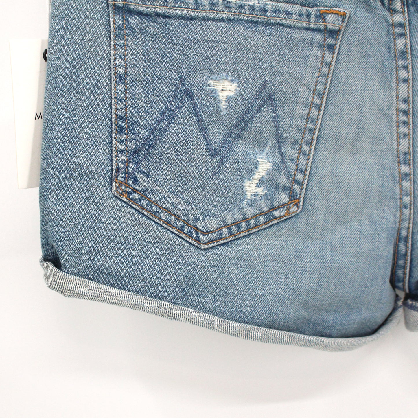 Mother Teaser Donut Roll Denim Shorts