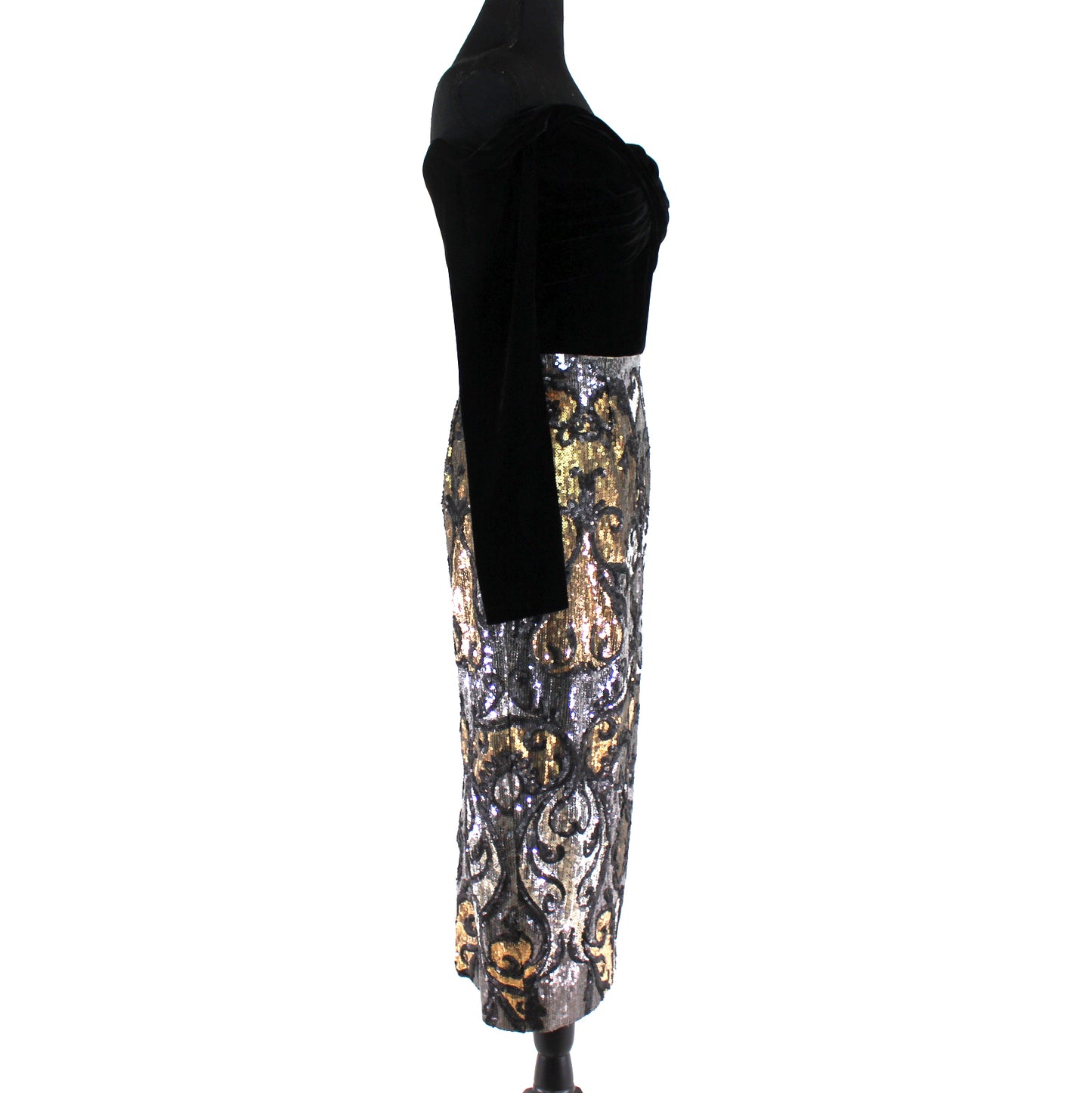 Marchesa Notte Velvet Sequin Dress