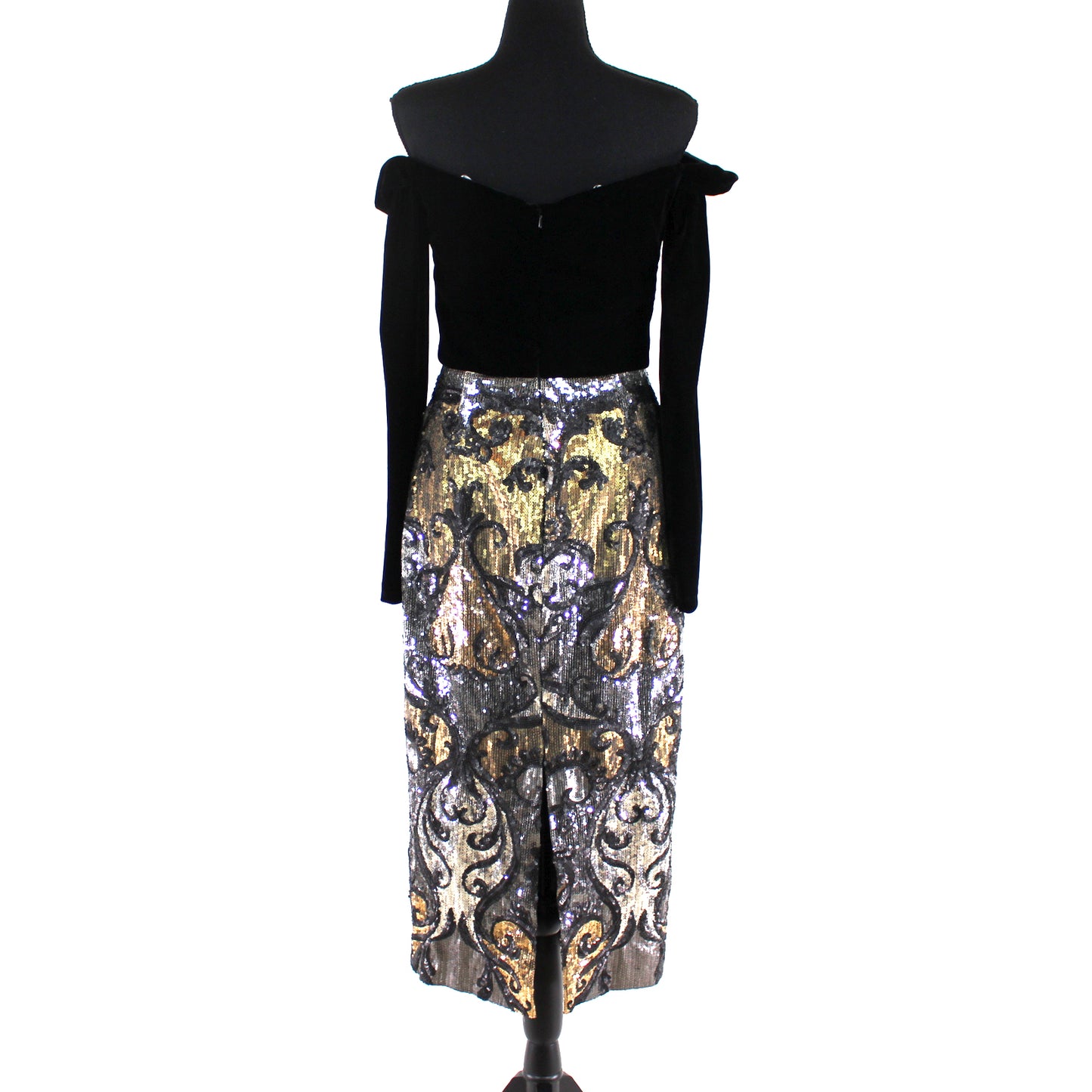 Marchesa Notte Velvet Sequin Dress