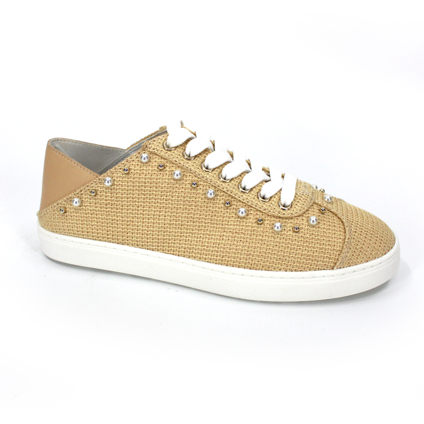 Stuart Weitzman Straw Studded Sneakers