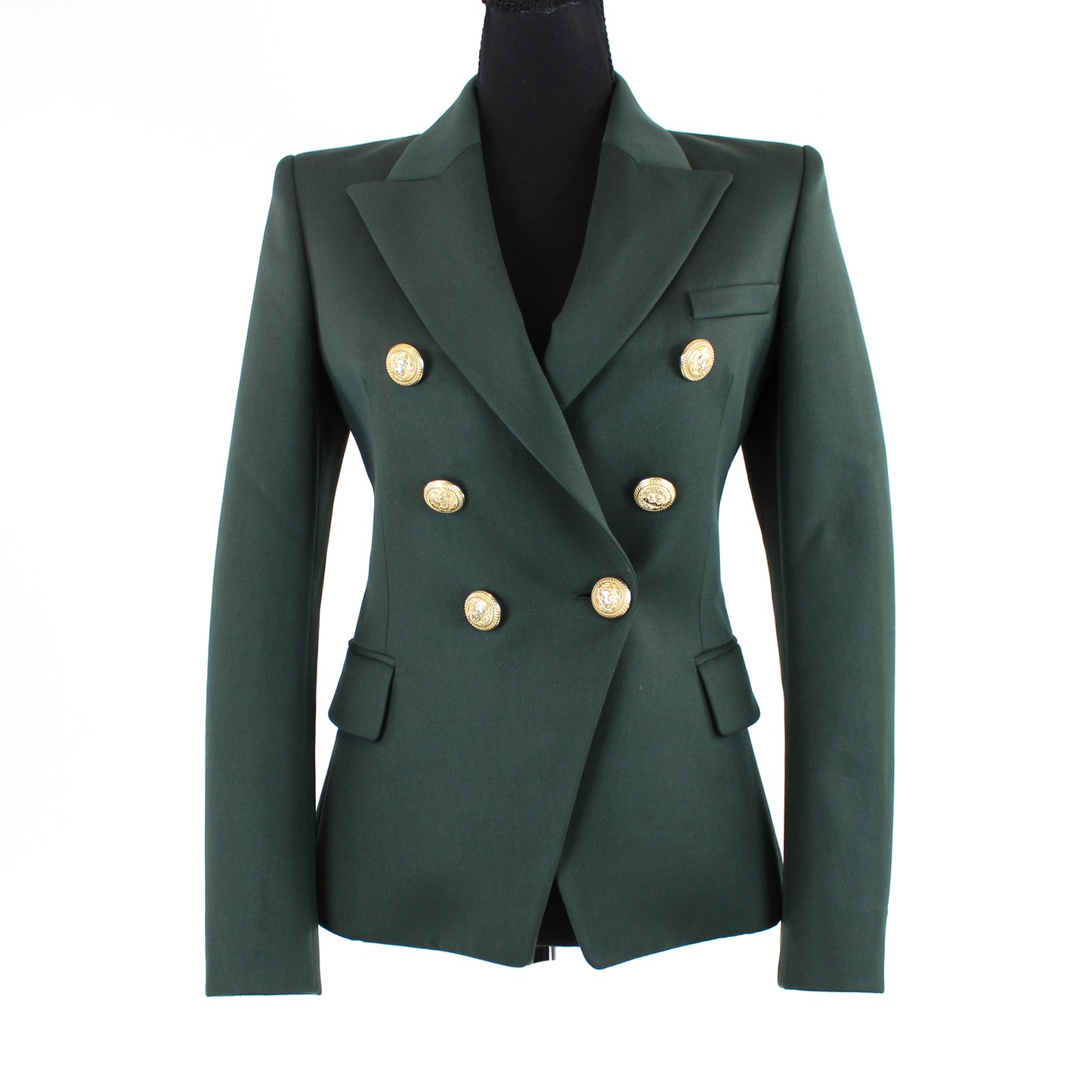 BALMAIN Green Double Breasted Blazer
