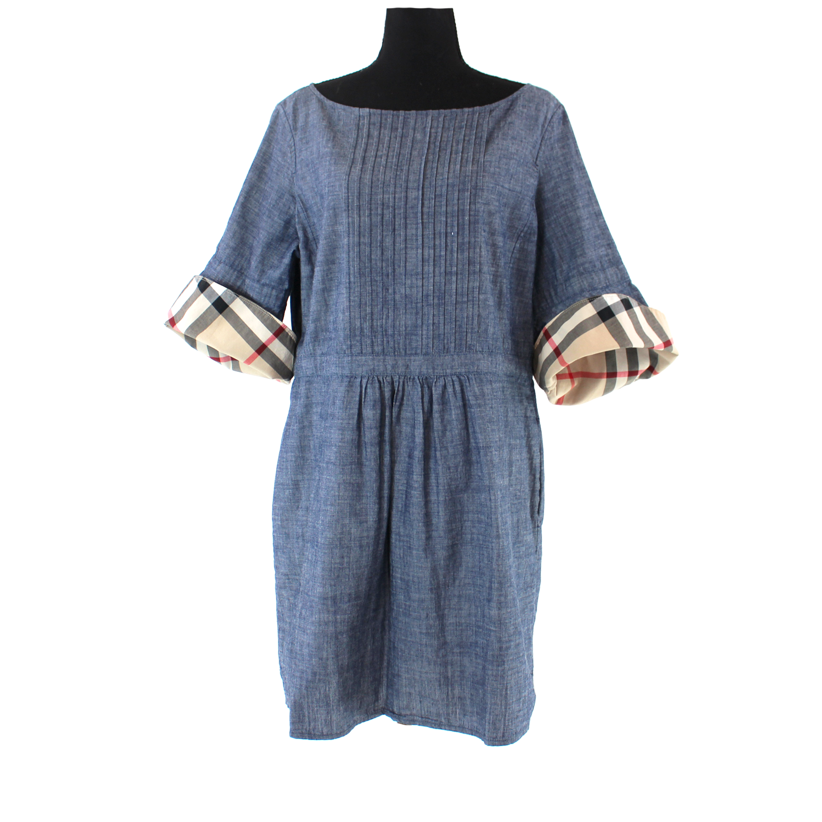 Burberry Michelle Bell Sleeve Chambray Pintuck Dress The Closet