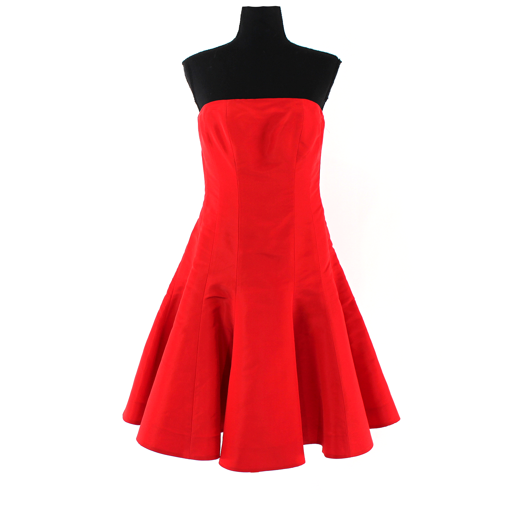 Ralph Lauren Red Silk Strapless Flounce Hem Mini Dress – The Closet New York