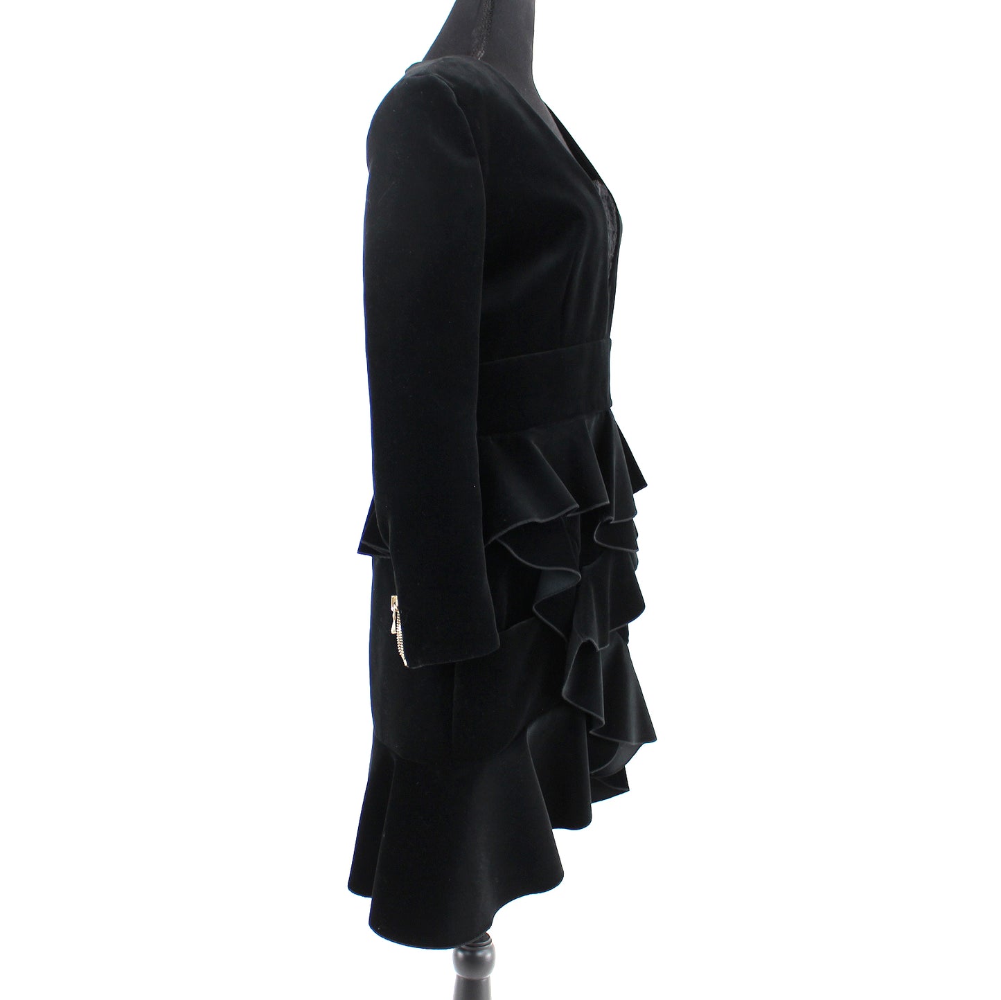 Balmain Velvet Lace Ruffle Dress
