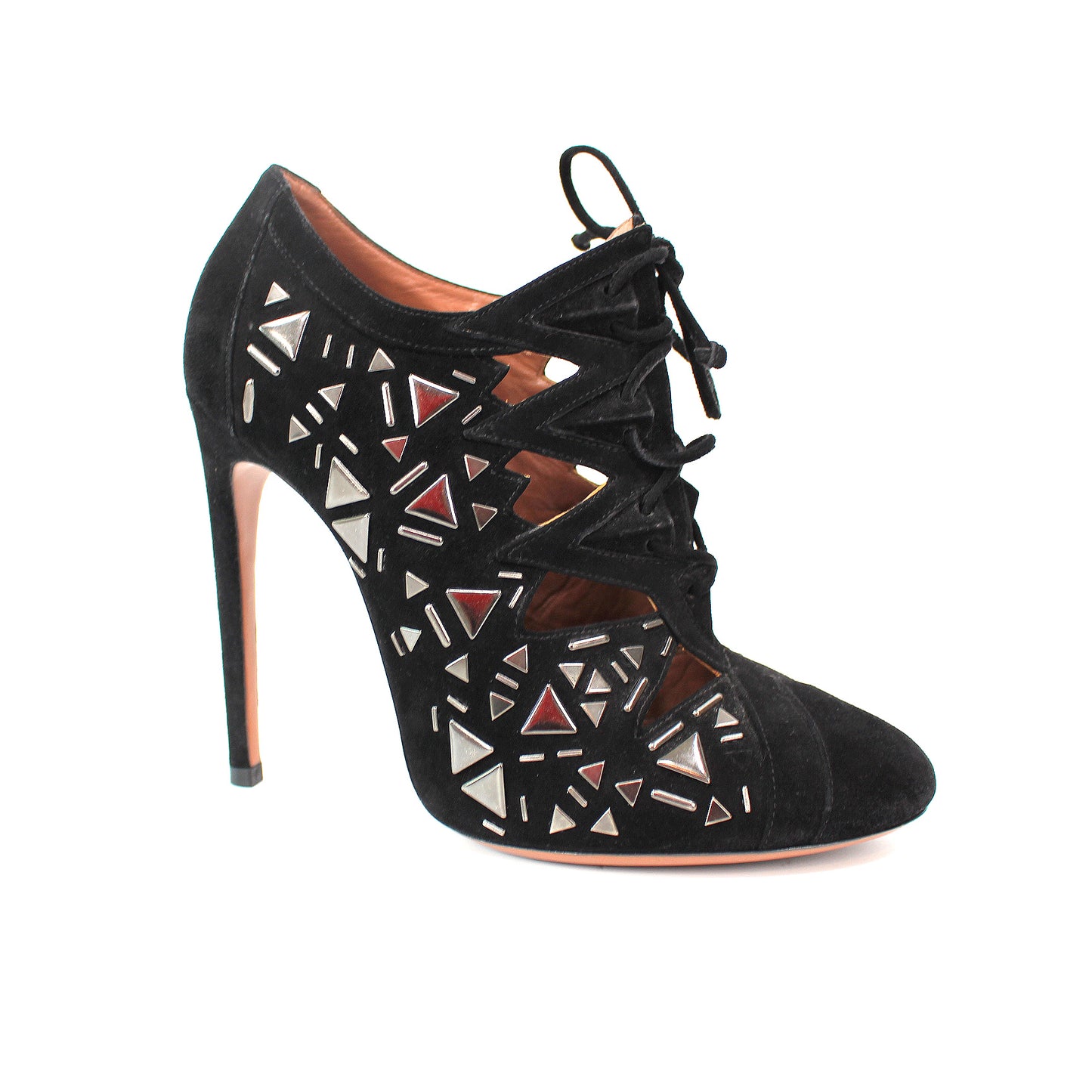 Alaia Suede Laser Cut Heeled Booties