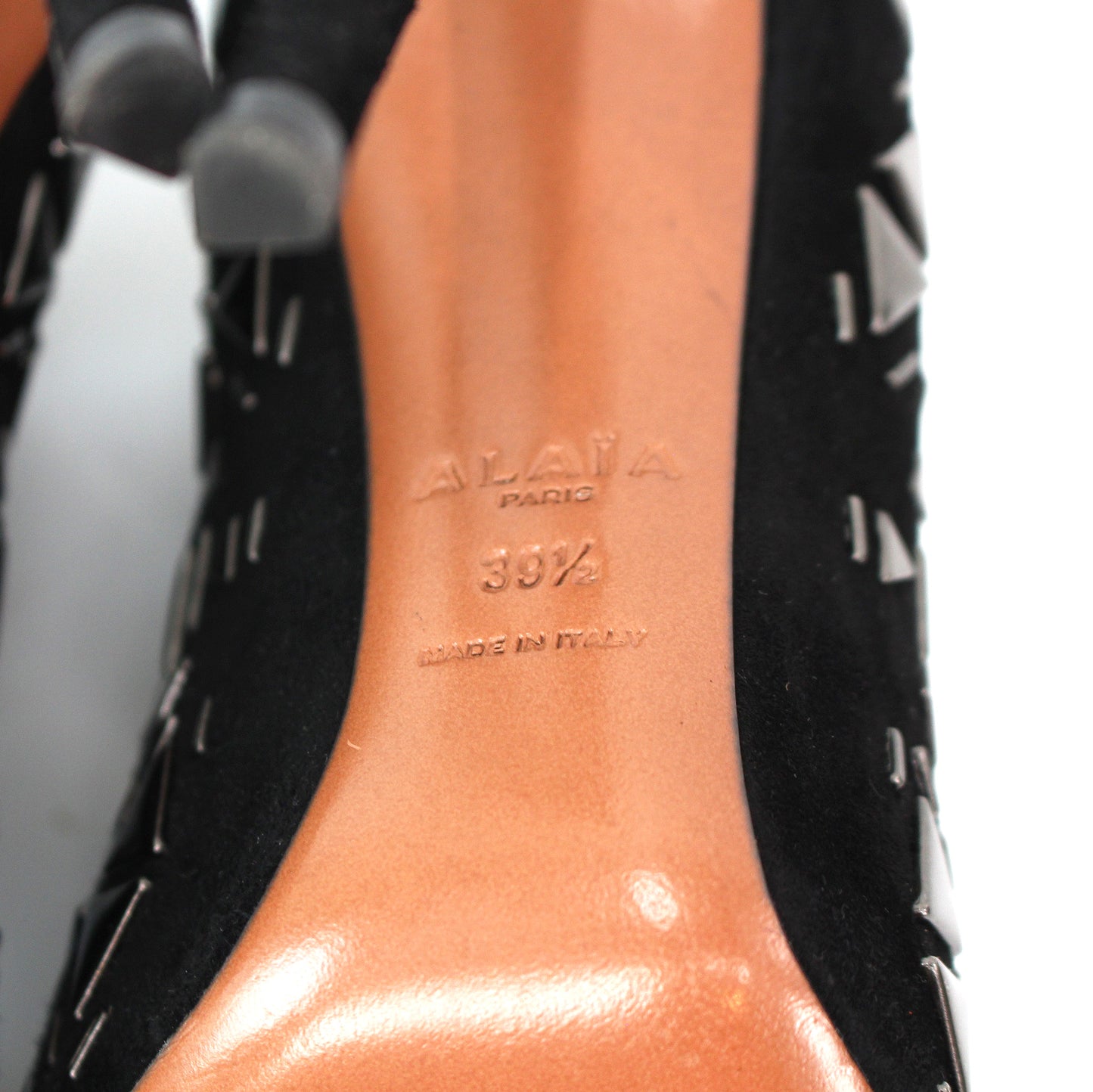 Alaia Suede Laser Cut Heeled Booties