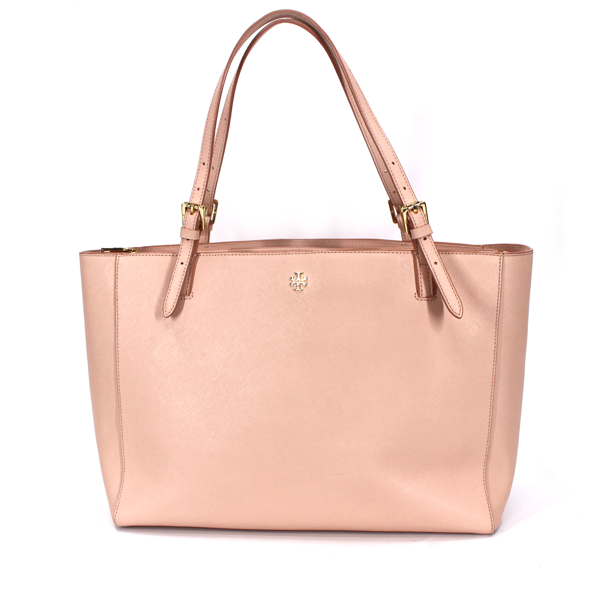 Tory Burch Pink Saffiano Leather Large York Buckle Tote – The