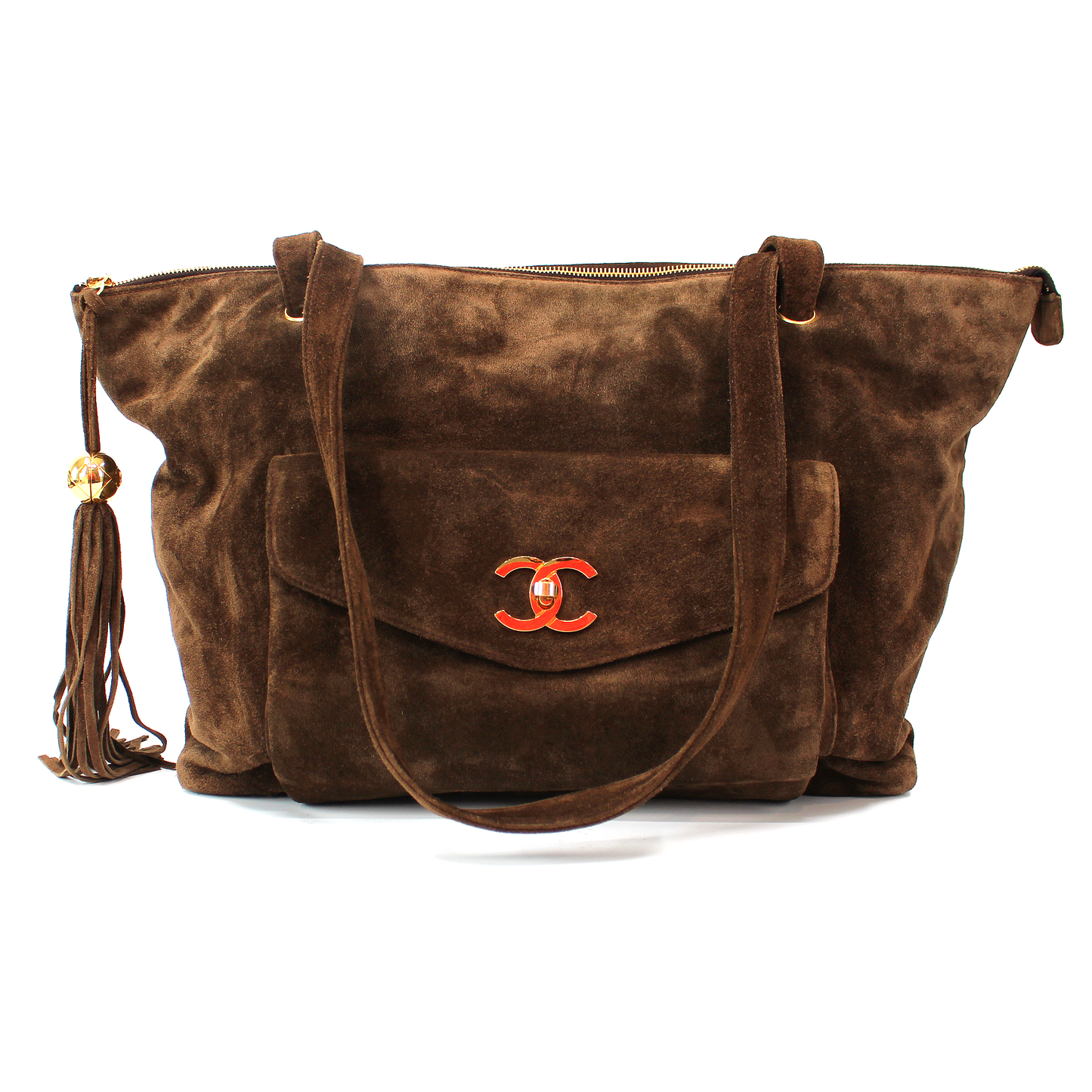 Chanel Suede Tassel Trim Tote