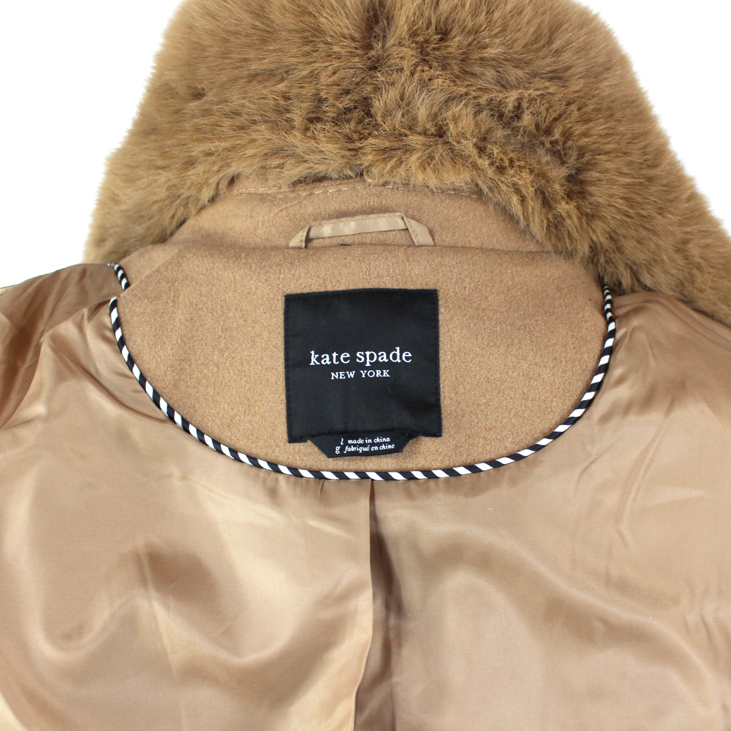 Kate Spade Faux Fur Trim Coat