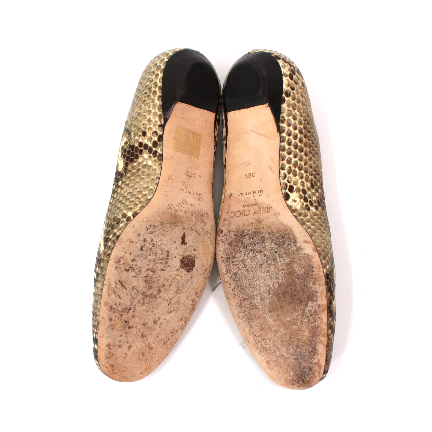 Jimmy Choo Snakeskin Embossed Flats
