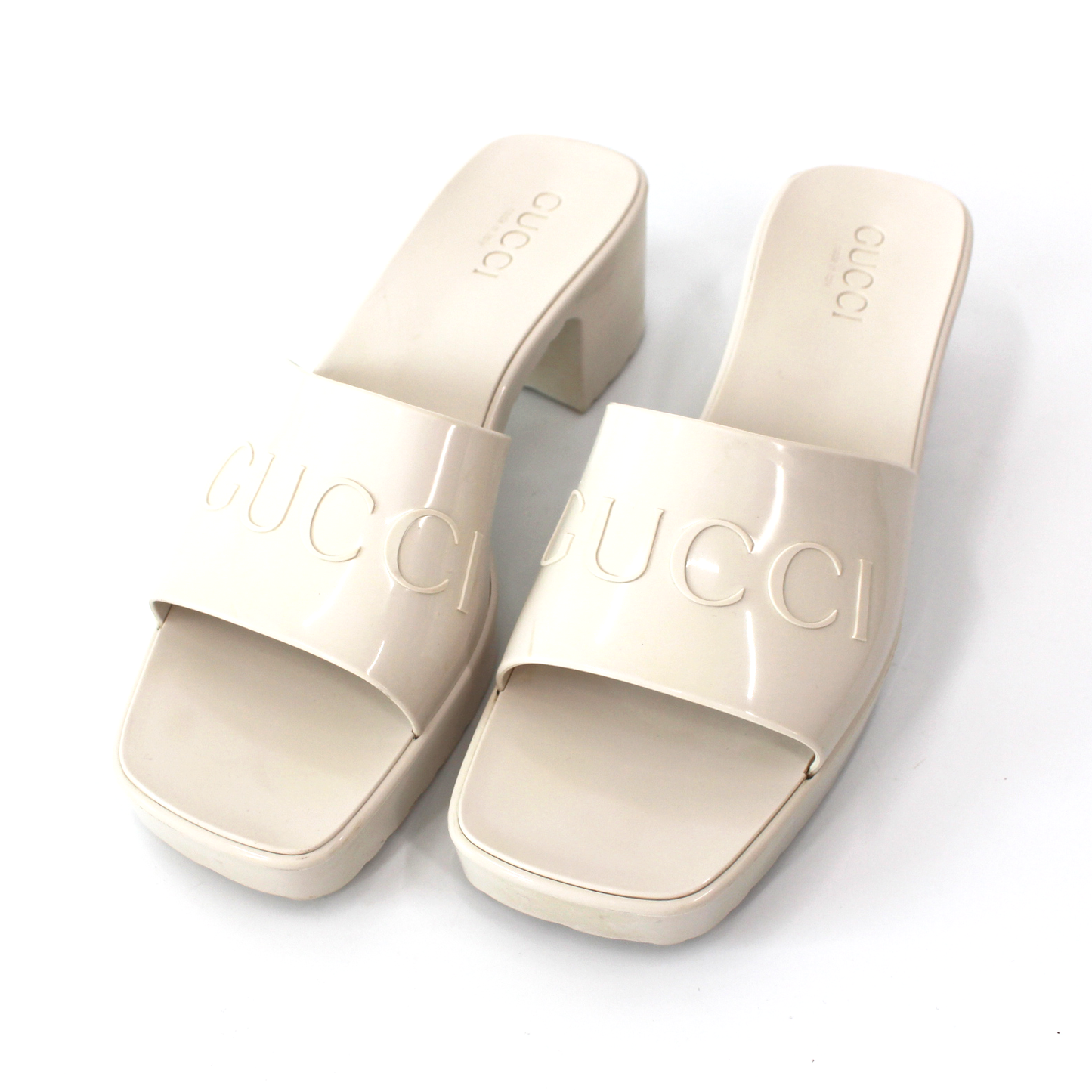 Gucci Embossed Logo Rubber Sandals