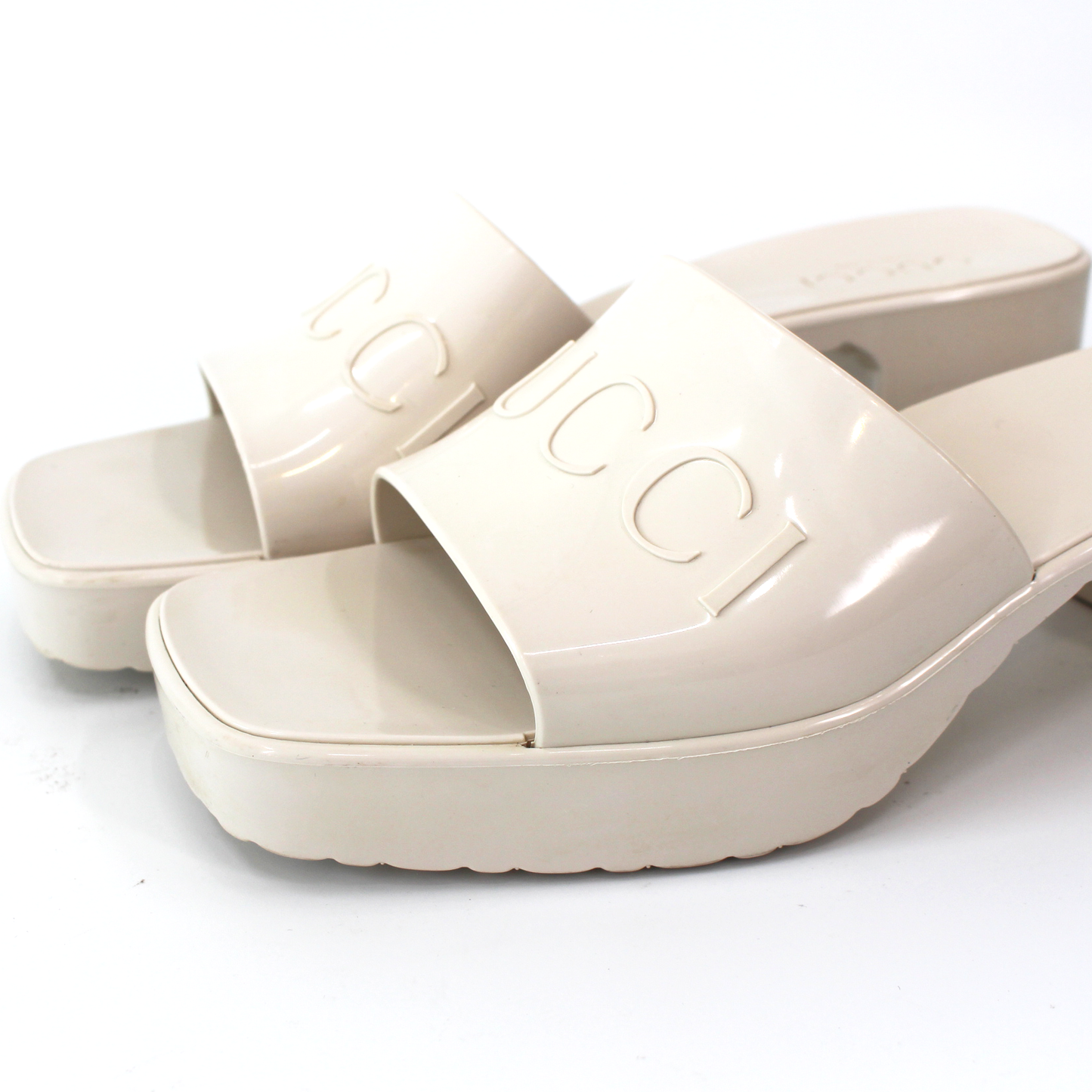 Gucci Embossed Logo Rubber Sandals