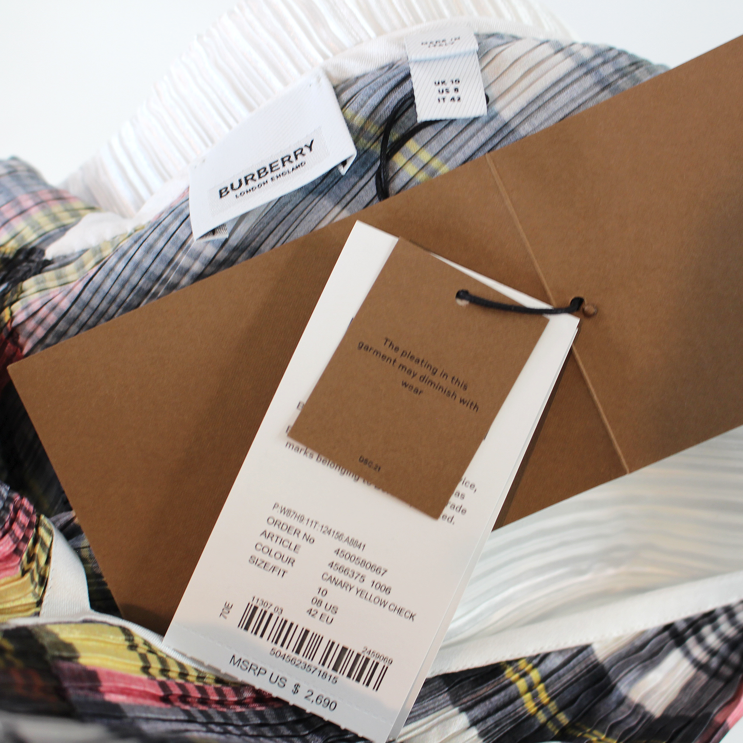Burberry Handkerchief Hem Plisse Dress