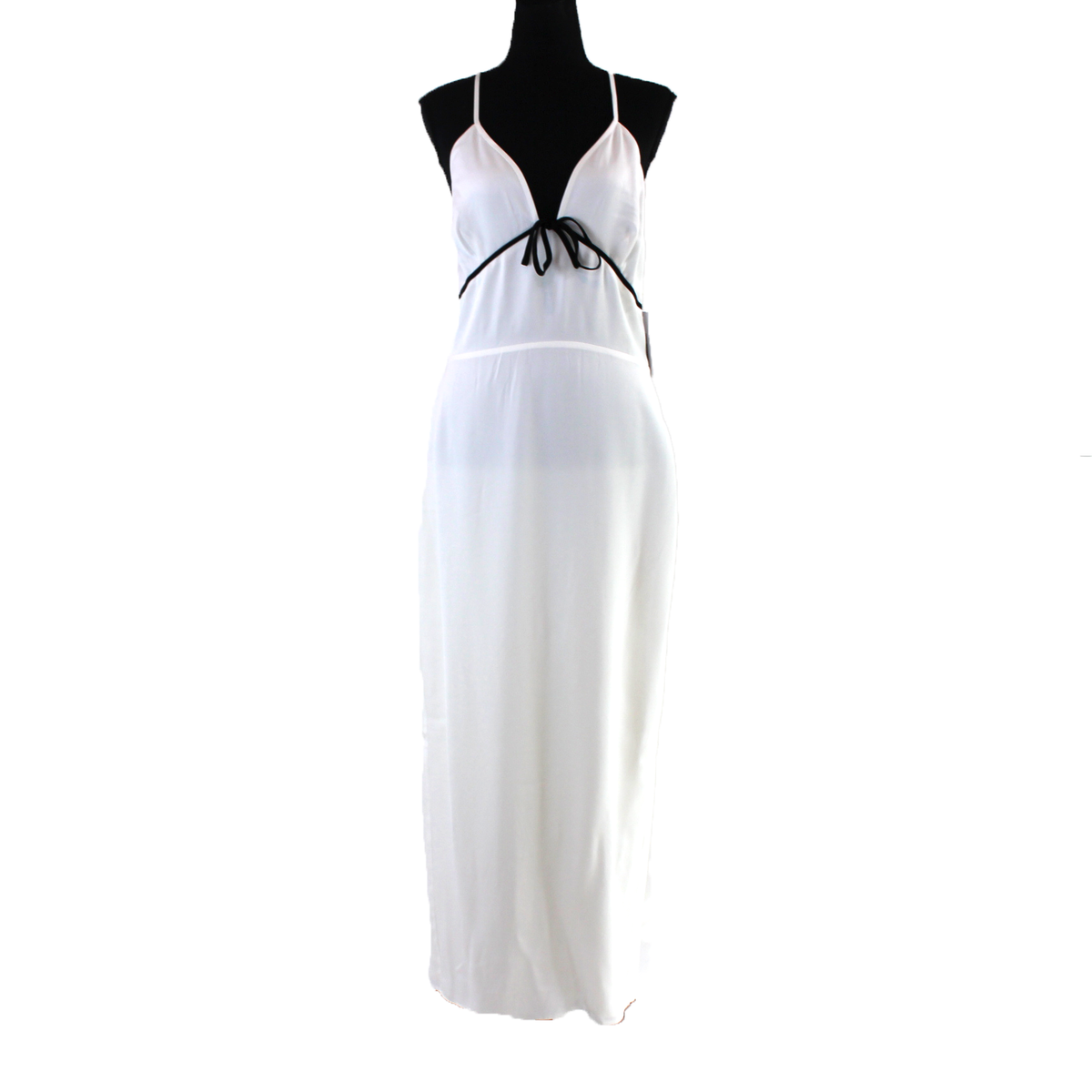 chinese dress ladies Reformation Bryony White Black Bow Trim Sleeveless Maxi Dress – The Closet  New York