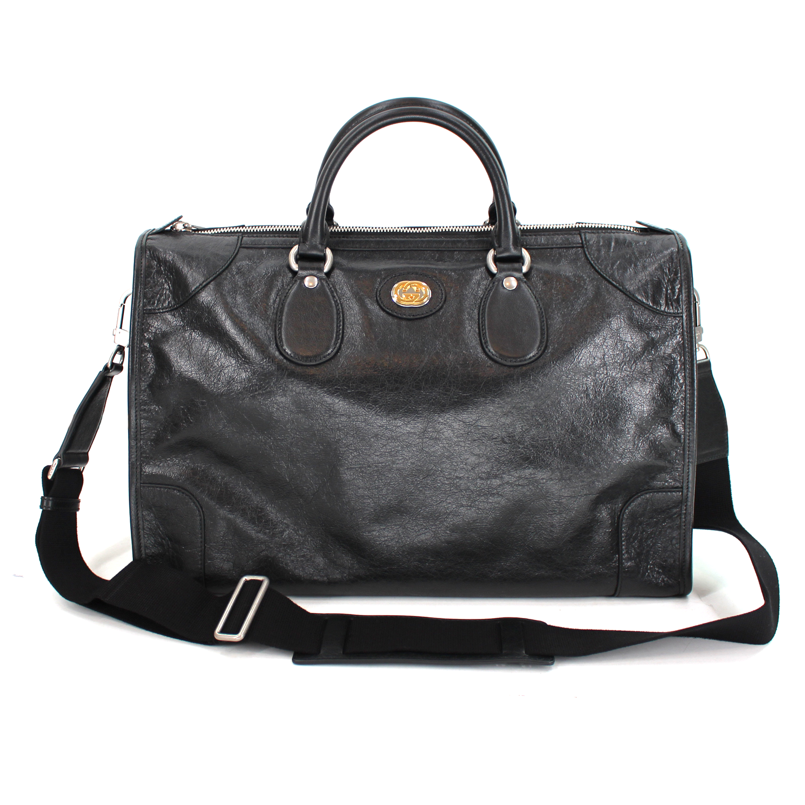 Gucci Black Leather Large Travel Duffle Shoulder Bag – The Closet New York
