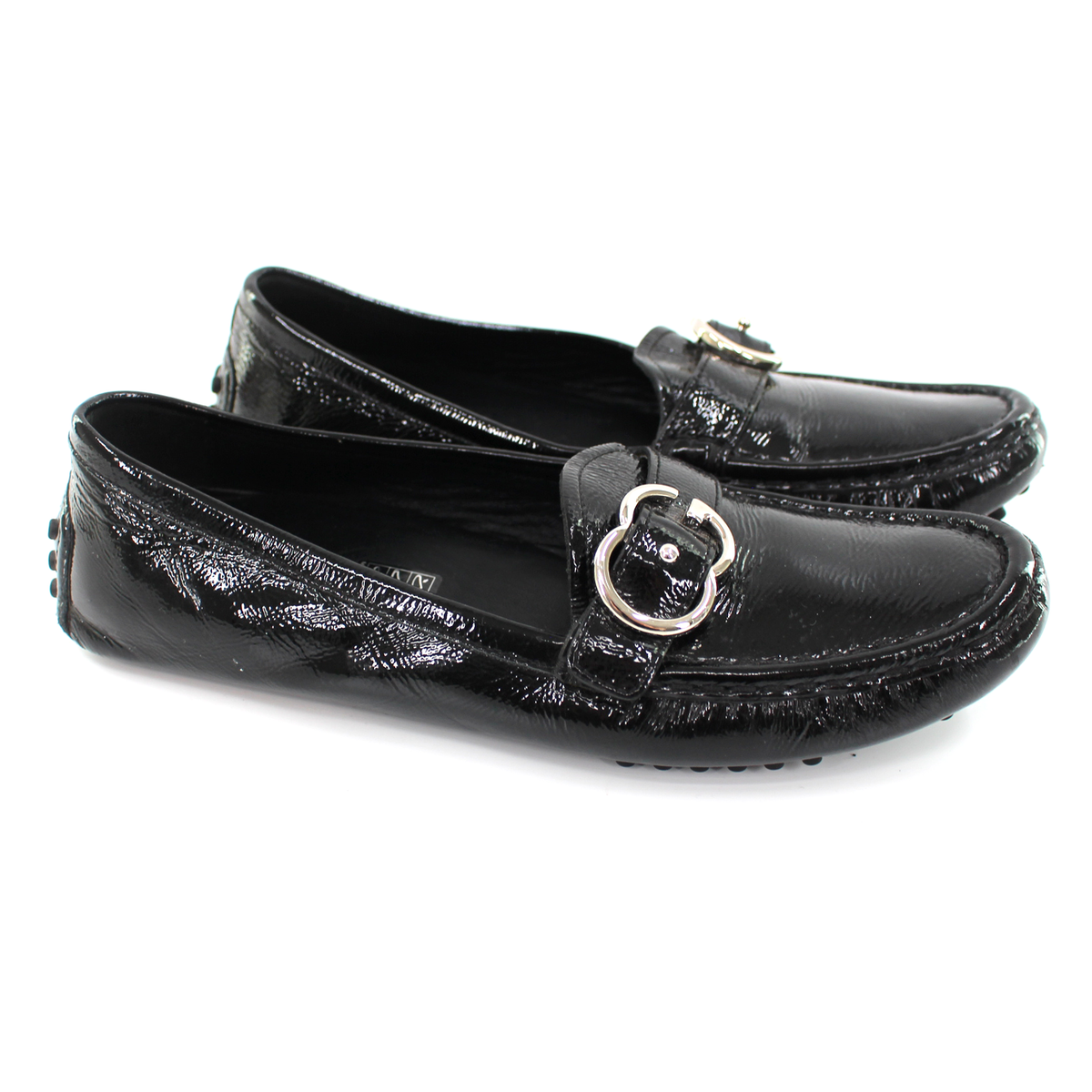 Gucci Black Loafers with Patent Leather and Metallic Buckle Patent Leather Loafers With Shiny Metal Buckle main image 3