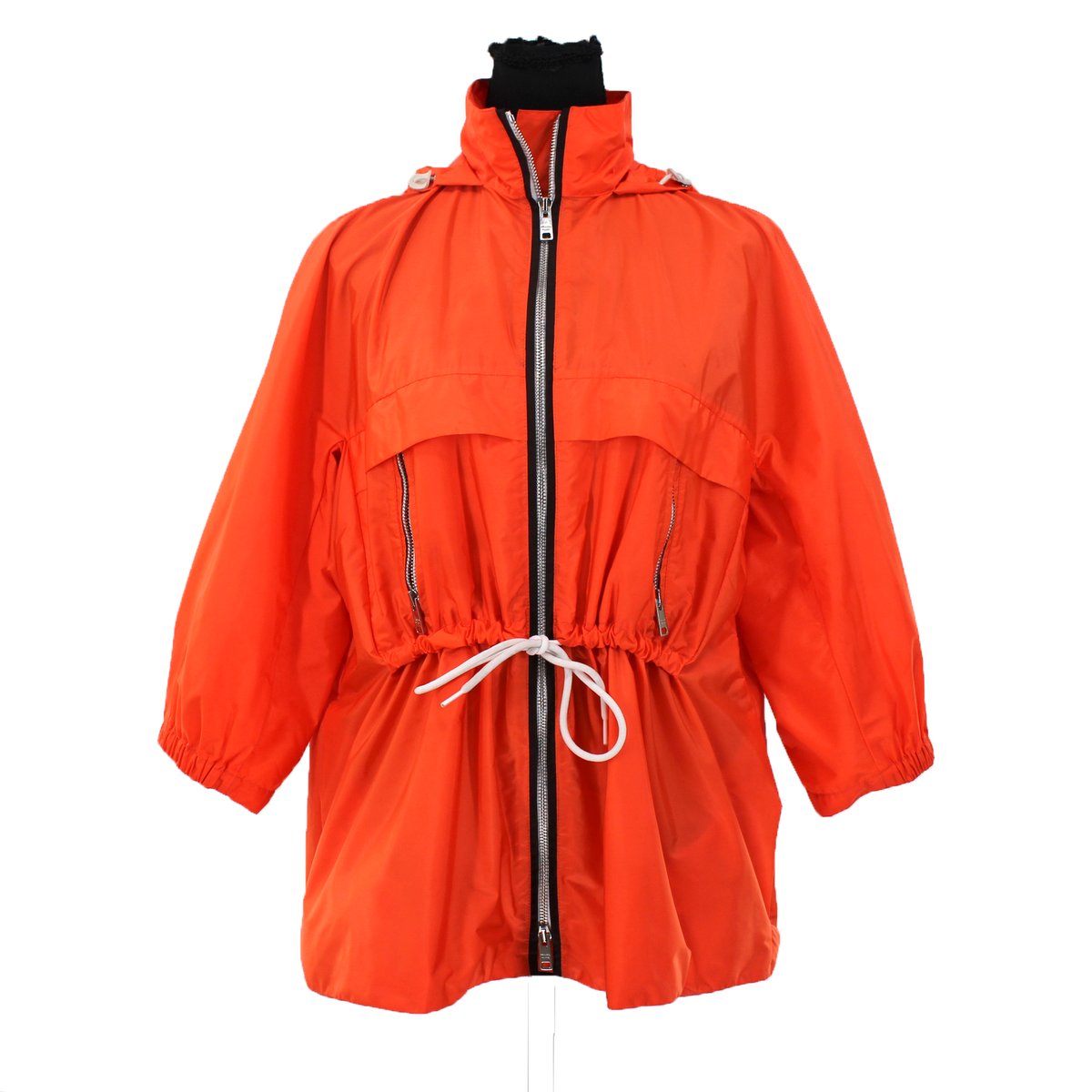 Prada Milano Orange Pack-Away Hooded Wind Breaker Rain