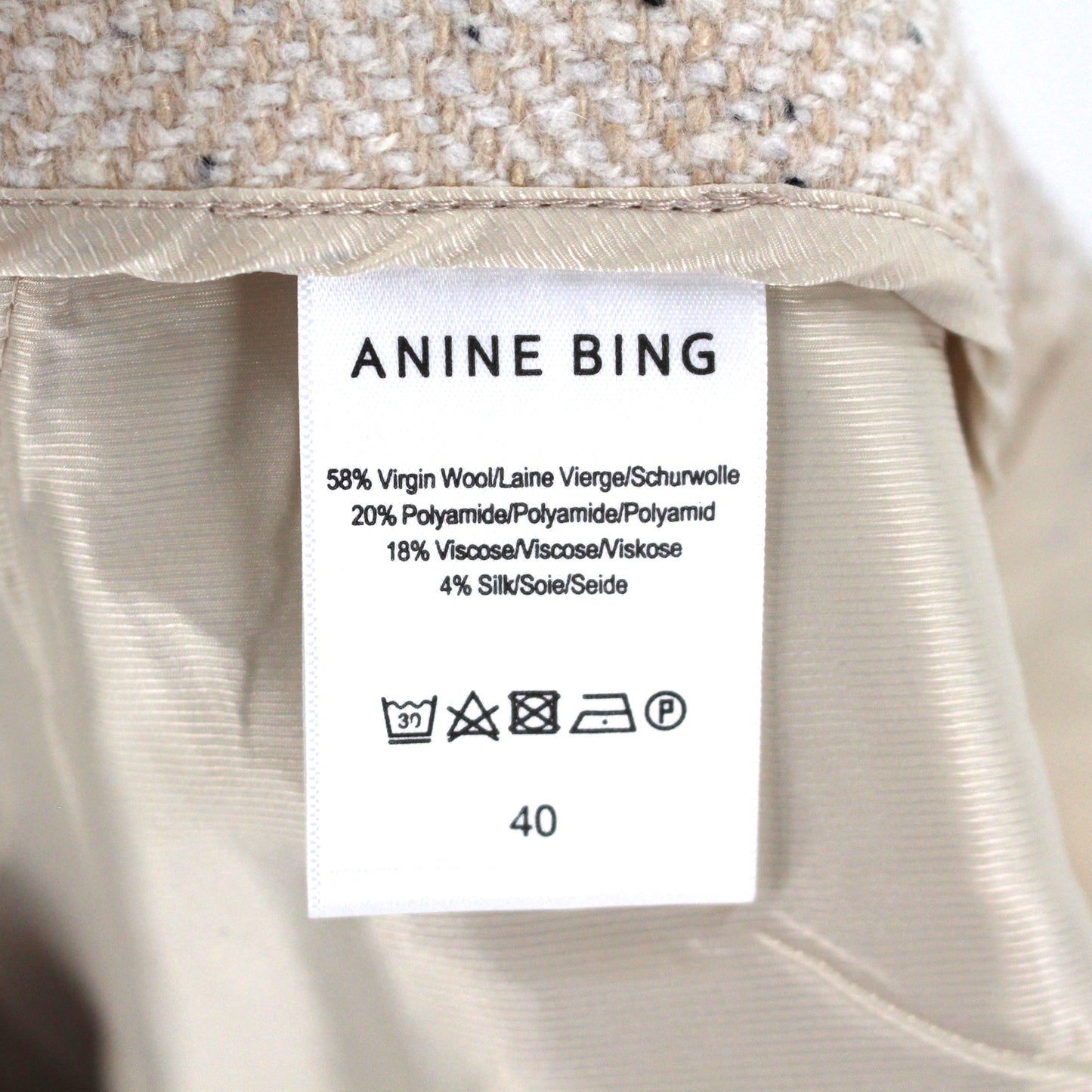 Anine Bing Ari Cream Pleated Trouser