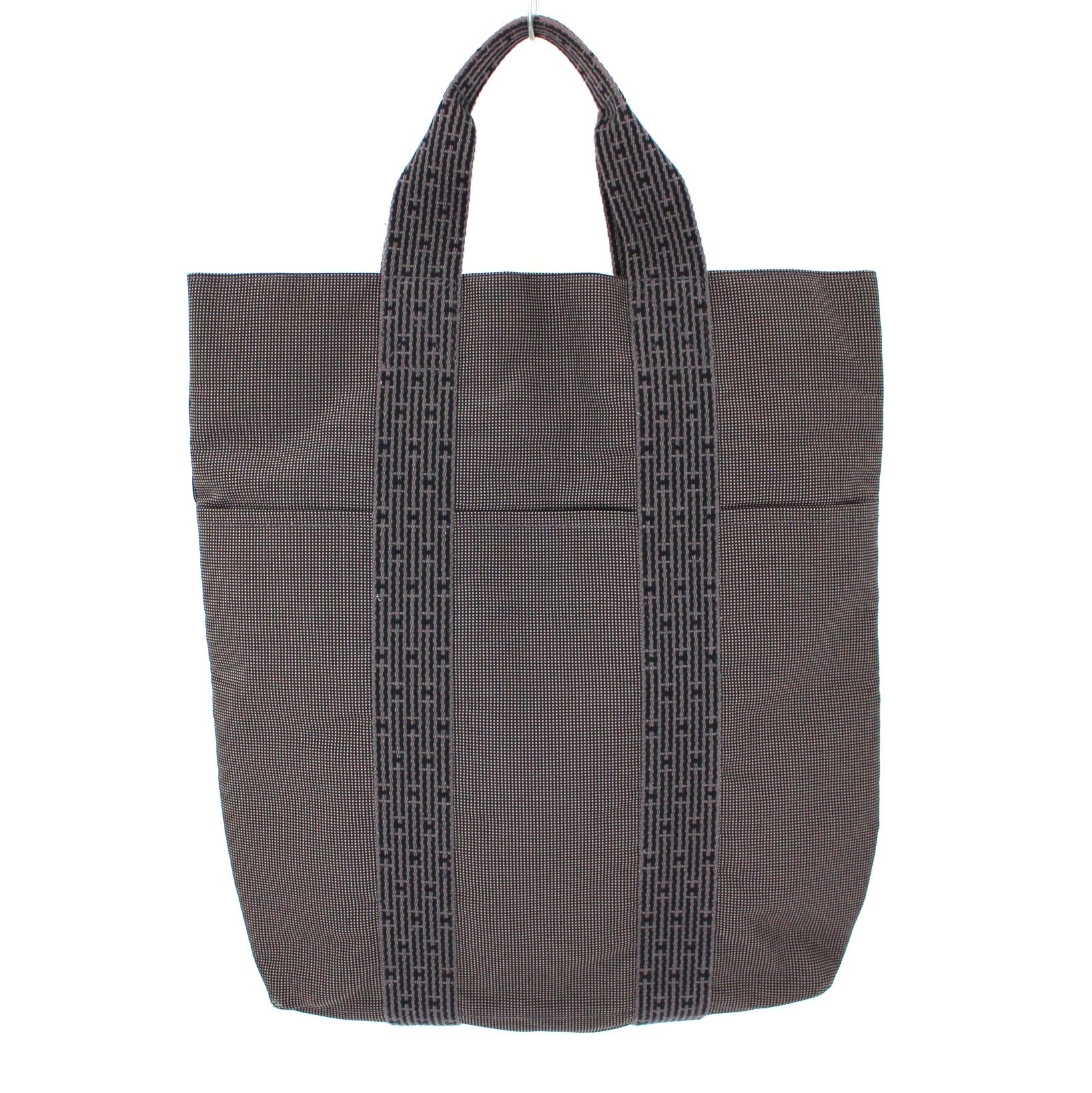 Hermes Herline Large Gray/Brown Canvas Fabric Tote Bag