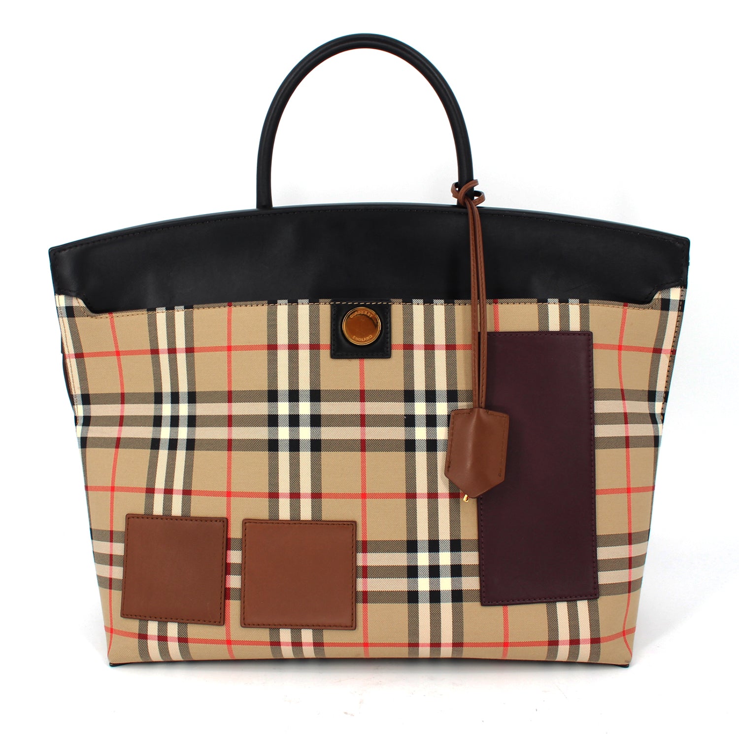 Burberry Society Monogram Bag Orange & Brown Leather