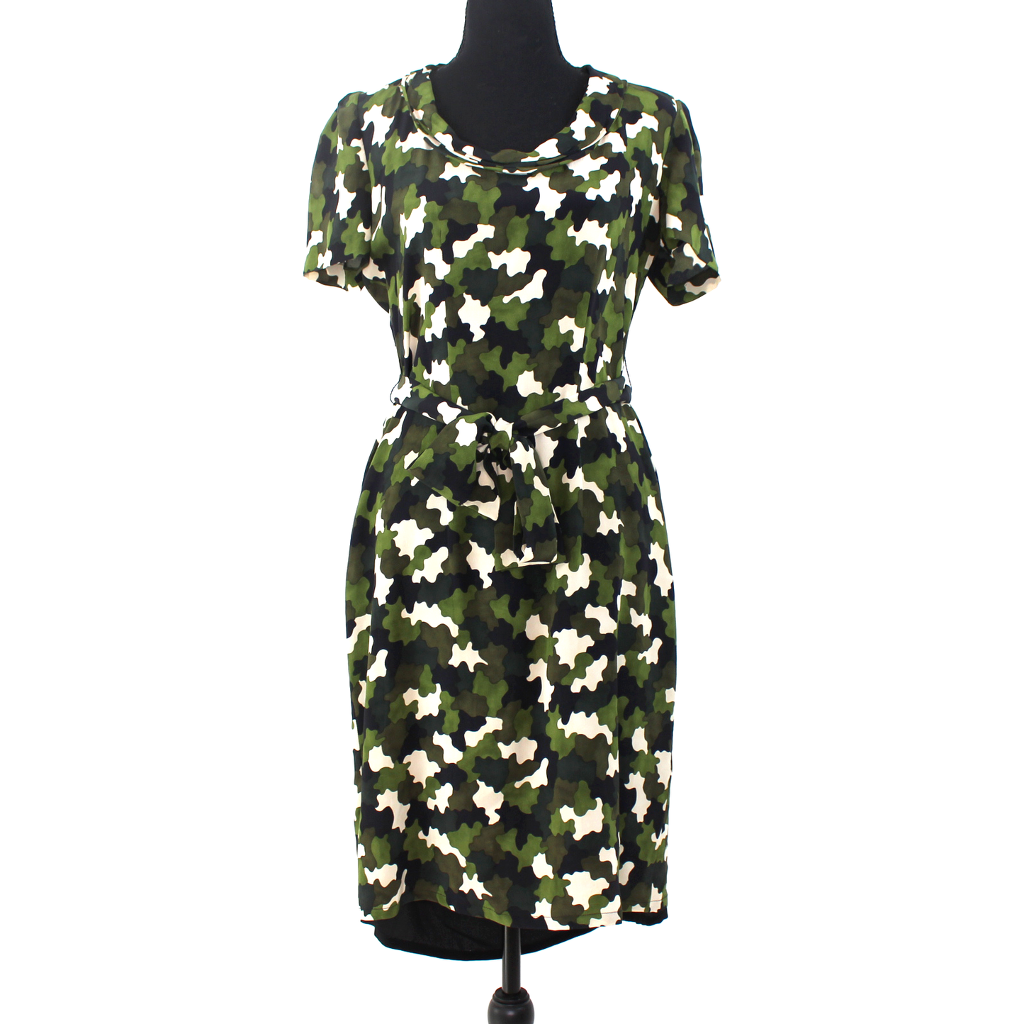 Prada Silk Camouflage Belted Dress