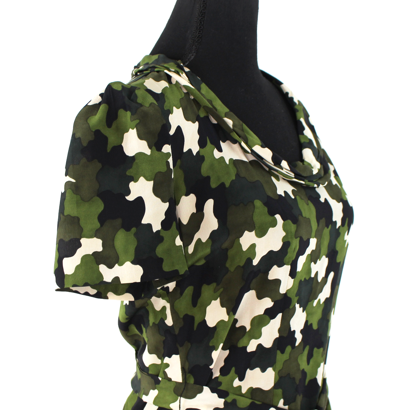 Prada Silk Camouflage Belted Dress