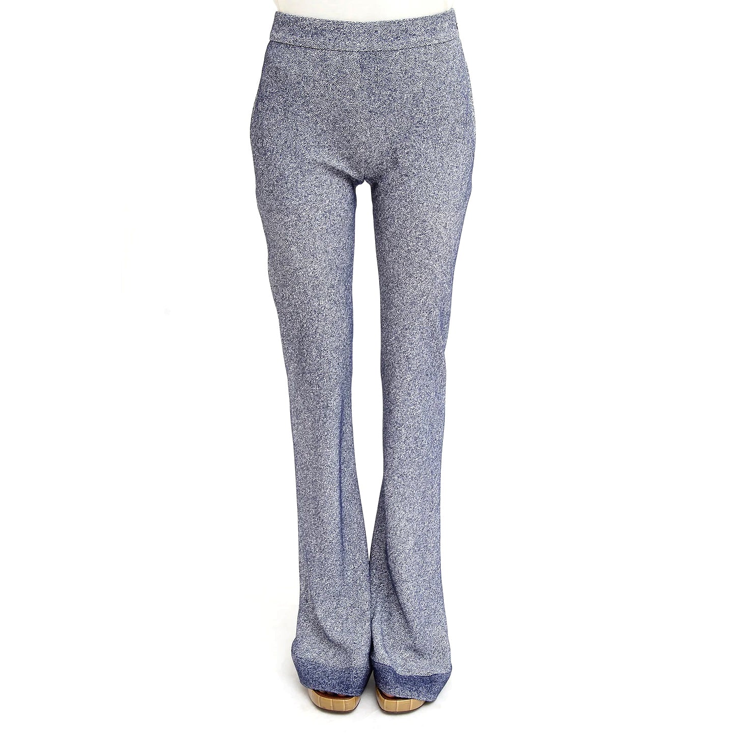 Chloé Silk Blend Blue White Flat Front Trouser Bell Cuff Pants – The Closet  New York