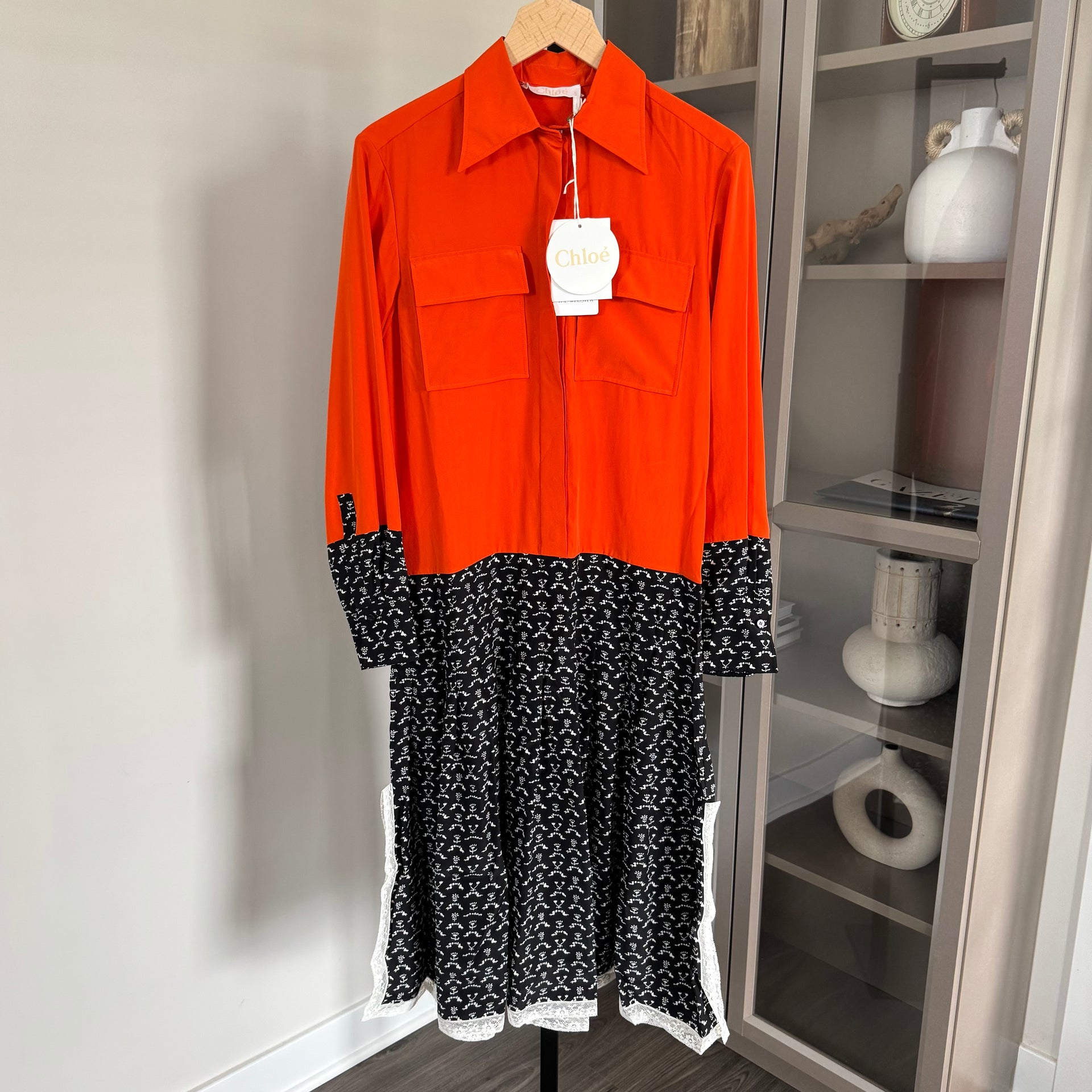 Chloe Folk Silk Midi Dress – The Closet New York
