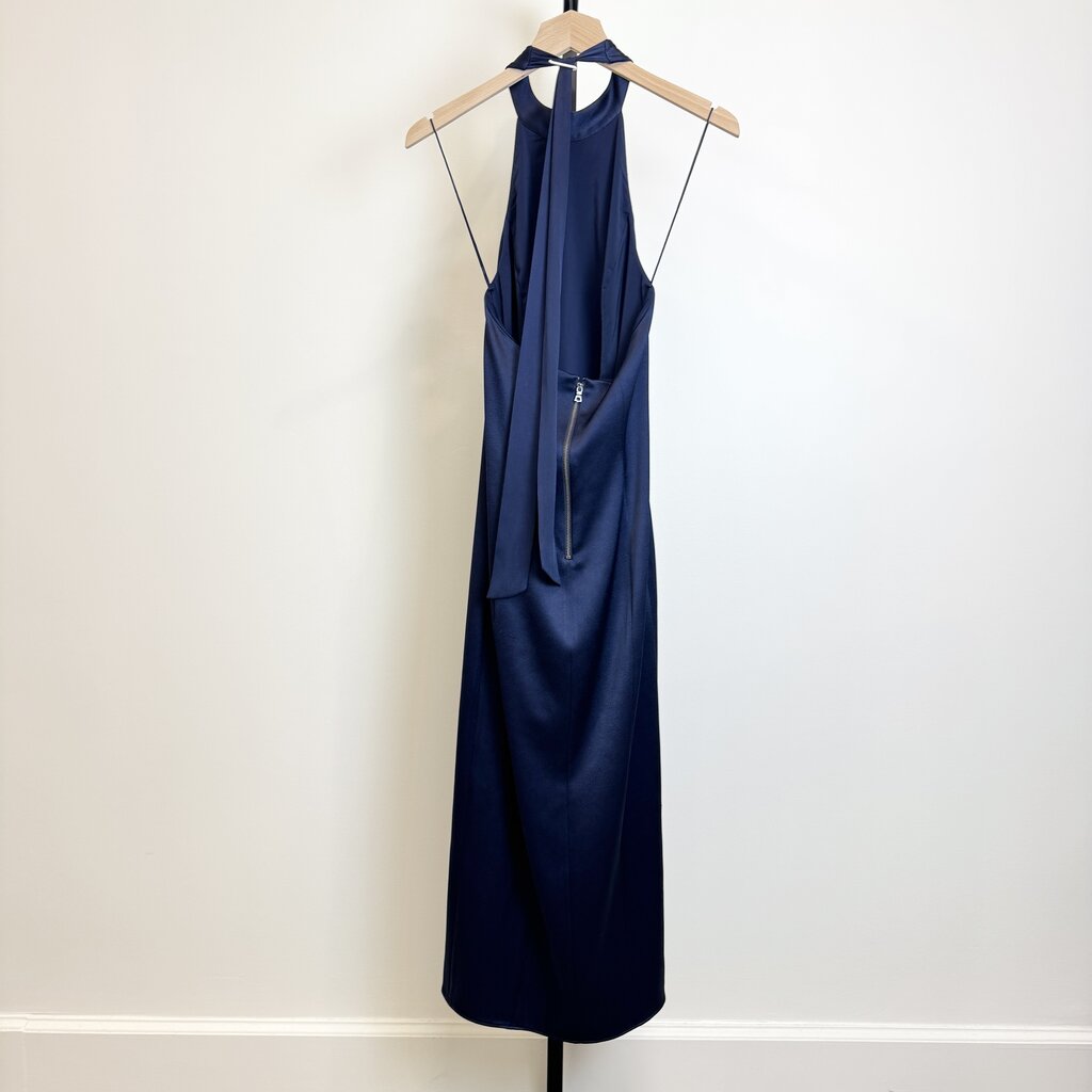 ALICE + OLIVIA Navy Silk Halter Dress – The Closet New York