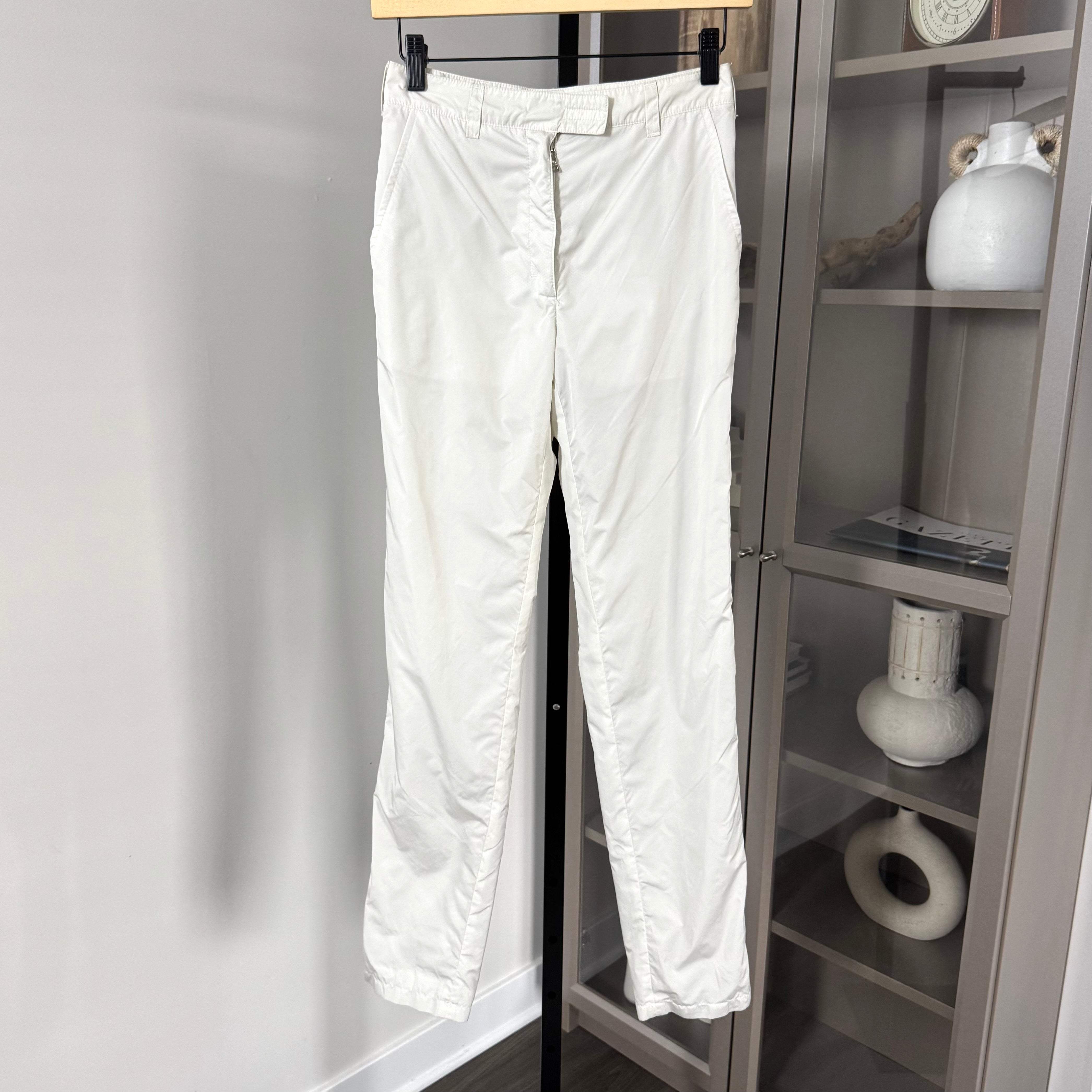 Prada White Nylon Mesh Lined Straight Trouser Pants – The Closet