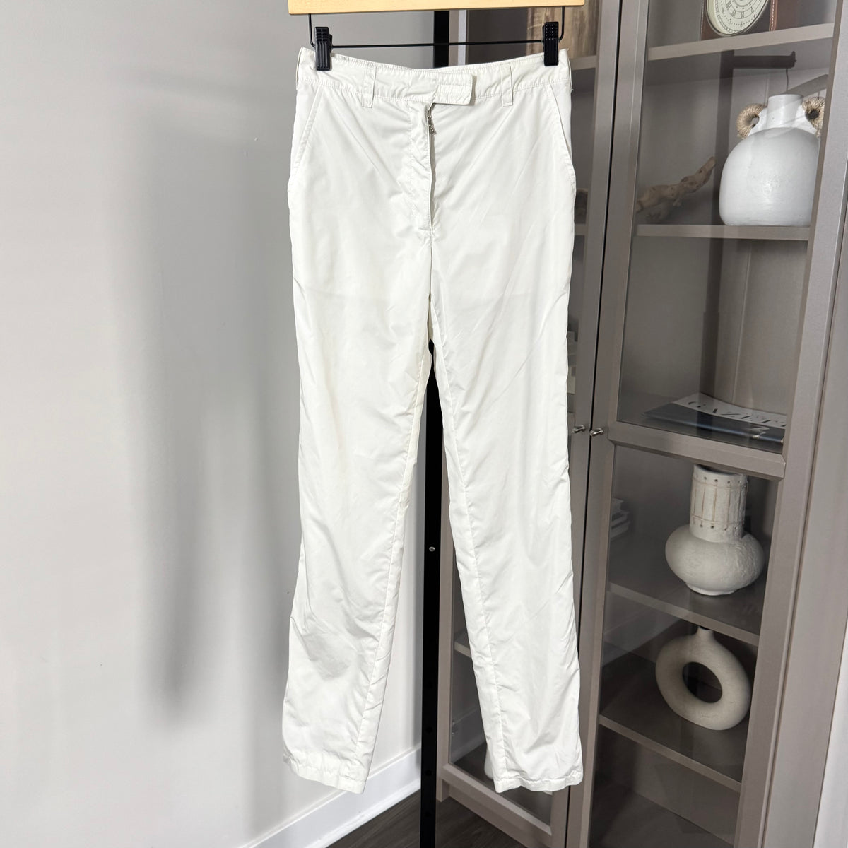 Prada White Nylon Mesh Lined Straight Trouser Pants – The Closet 
