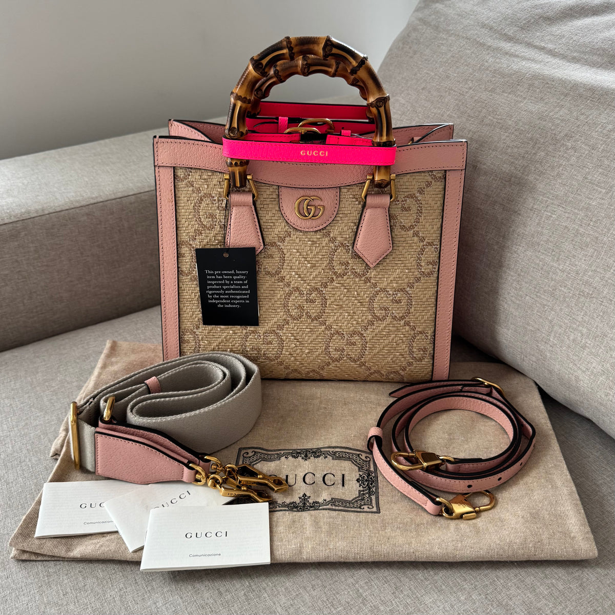 Gucci Diana Bamboo Raffia Handbag – The Closet New York