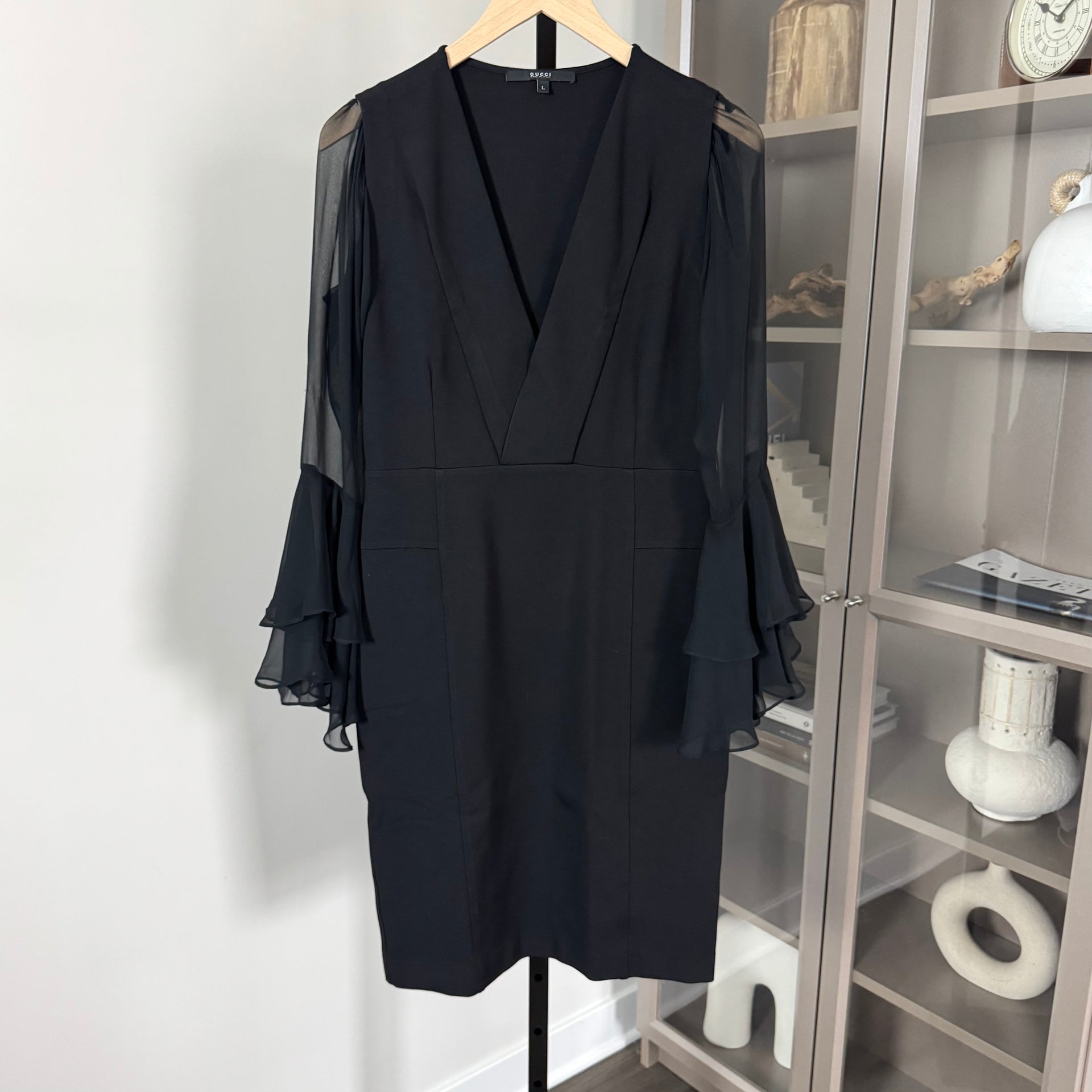 Gucci V-Neck Chiffon Sleeve Dress The Closet New York Gucci V-Neck Chiffon Sleeve Dress The Closet New York