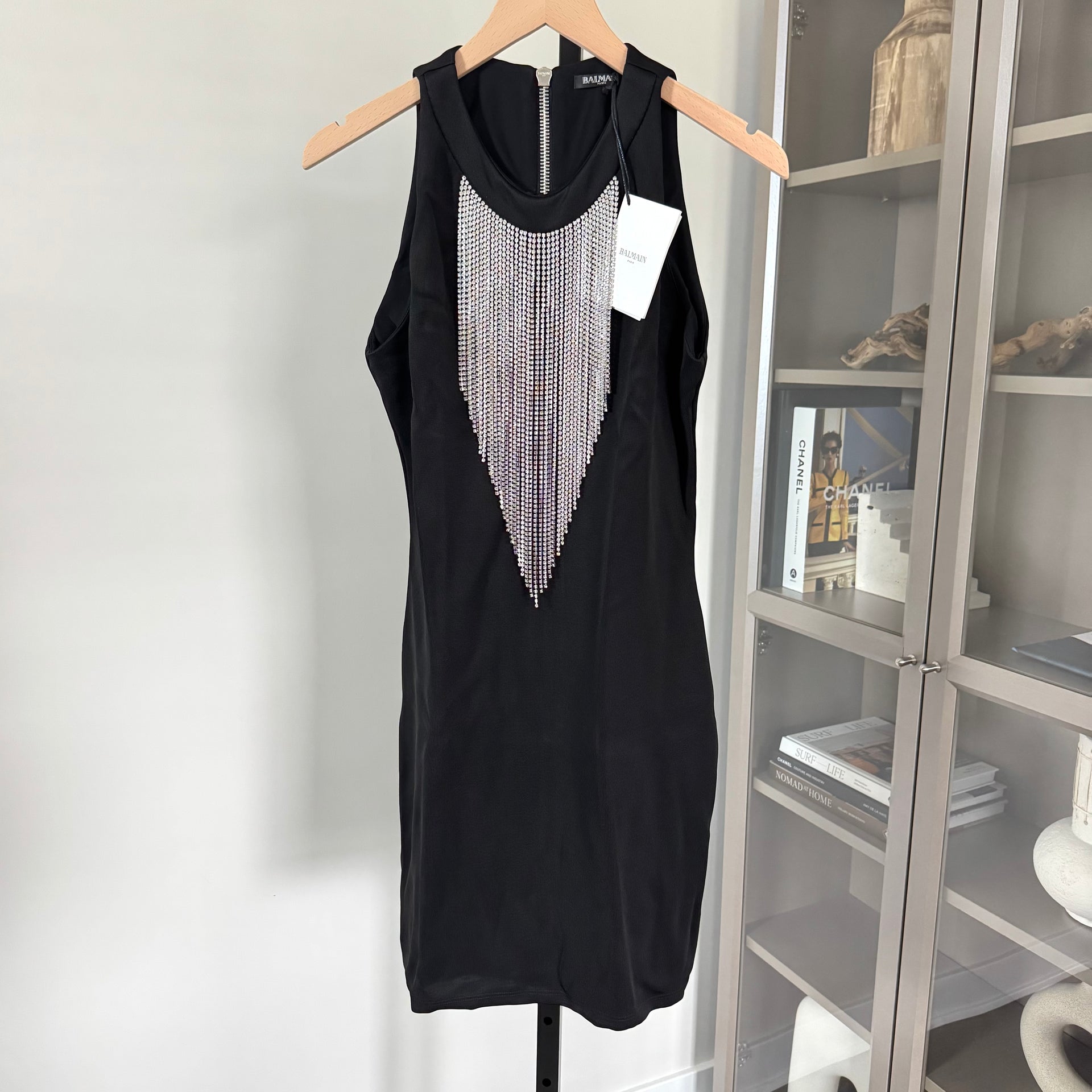 Balmain Crystal Neckline Mini Dress – The Closet New York
