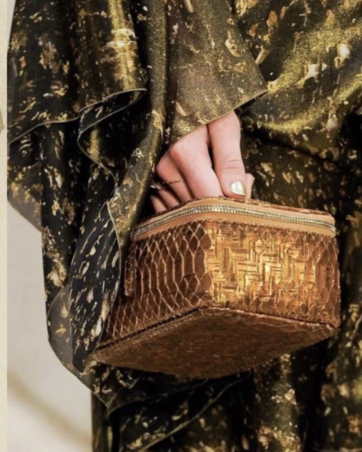 CHANEL Copper Python Snakeskin Jewelry Travel Tote with Pouch