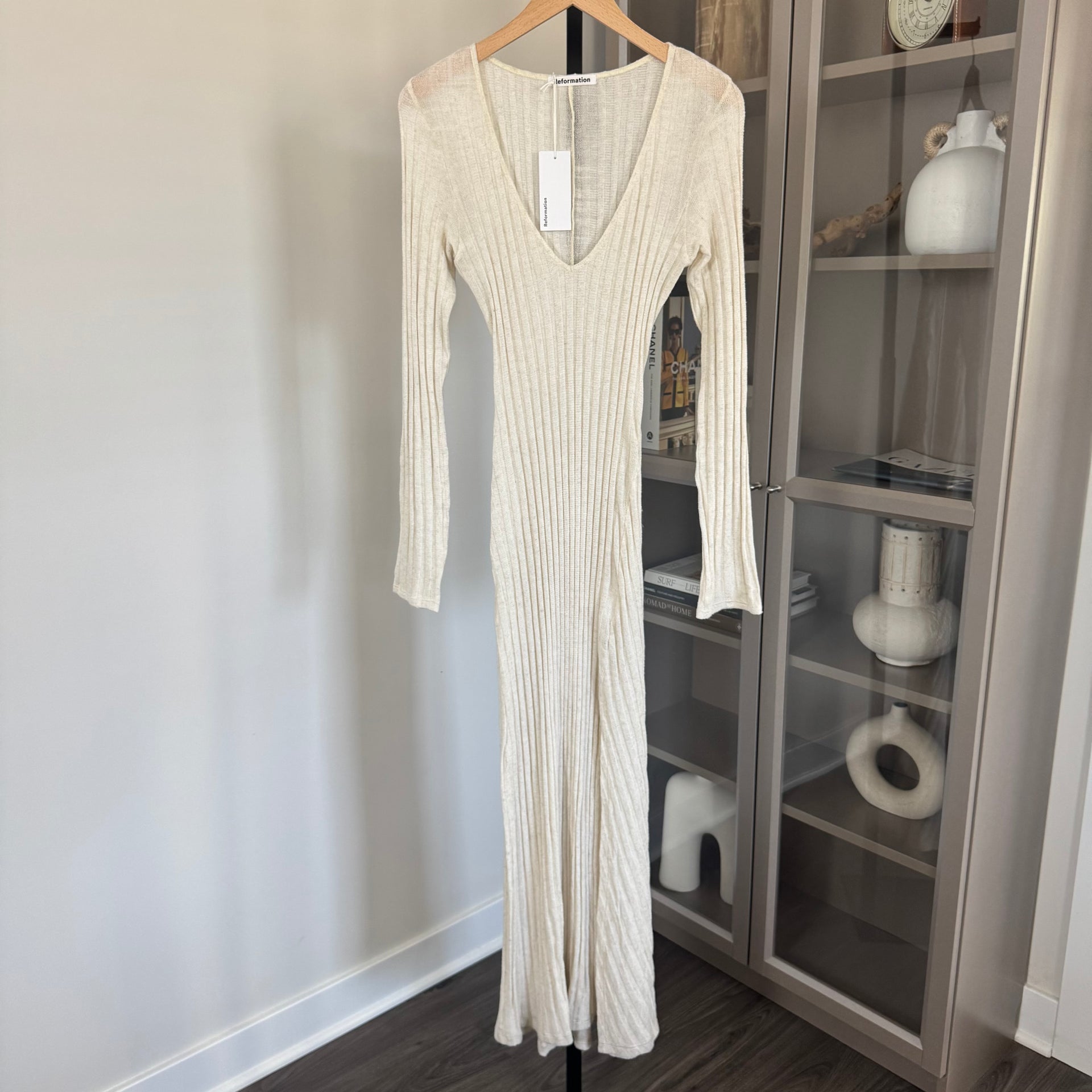 knee length dresses for ladies Reformation Mango Natural Tencel Midi Dress – The Closet New York