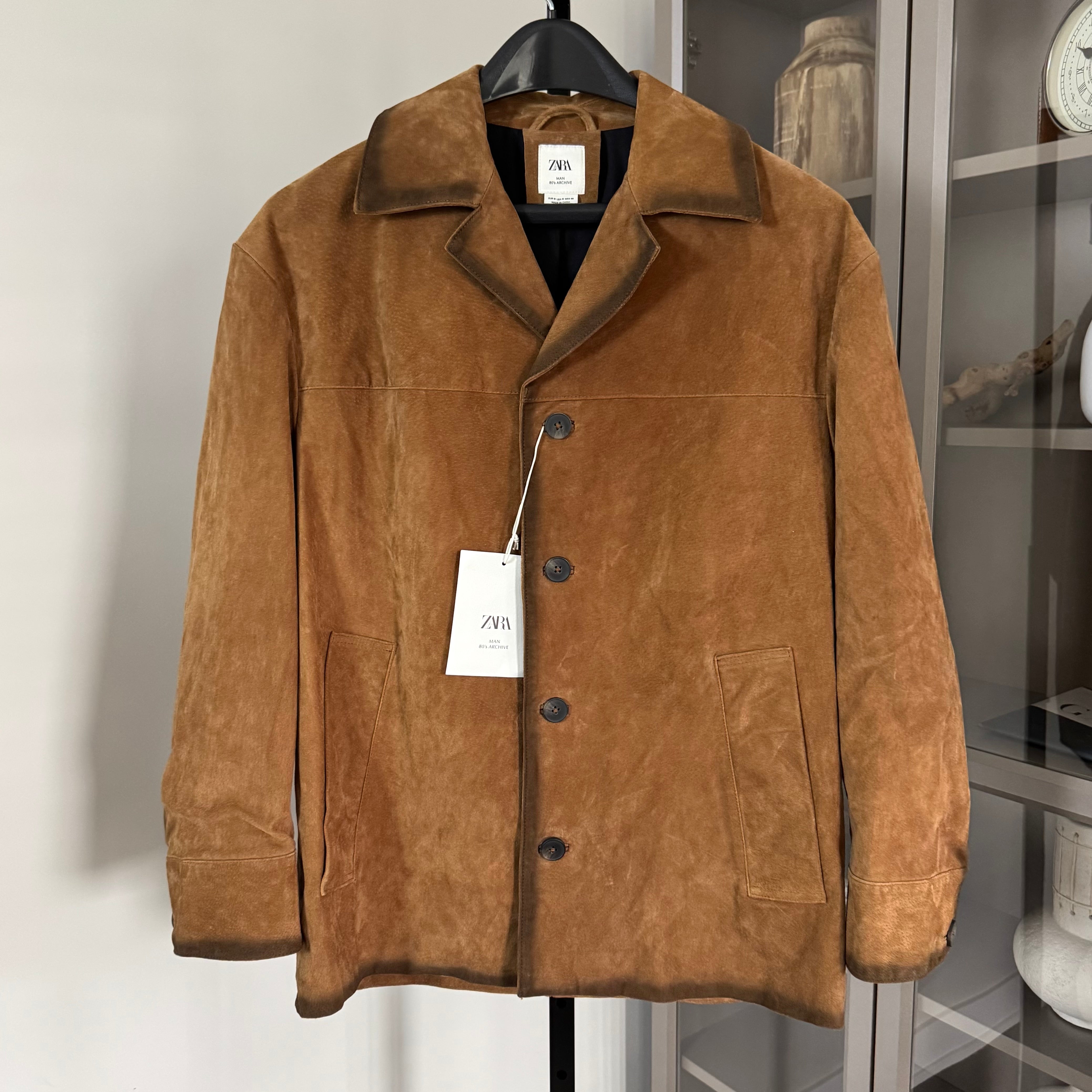 archive zara western jacket suède black ZARA WOMAN NWT FW25 BLUE 100% SUEDE LEATHER JACKET WITH POCKETS