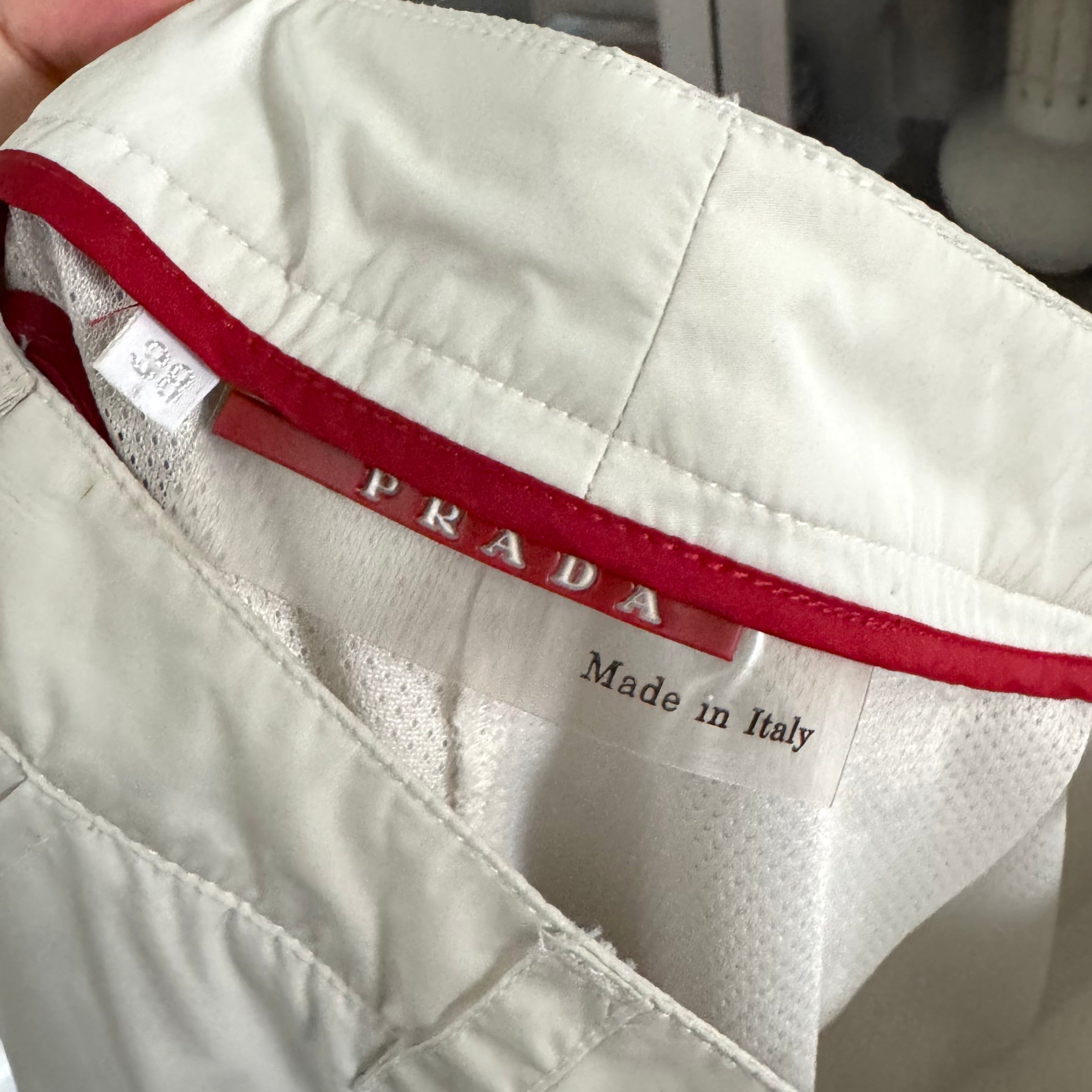Prada White Nylon Mesh Lined Straight Trouser Pants – The Closet