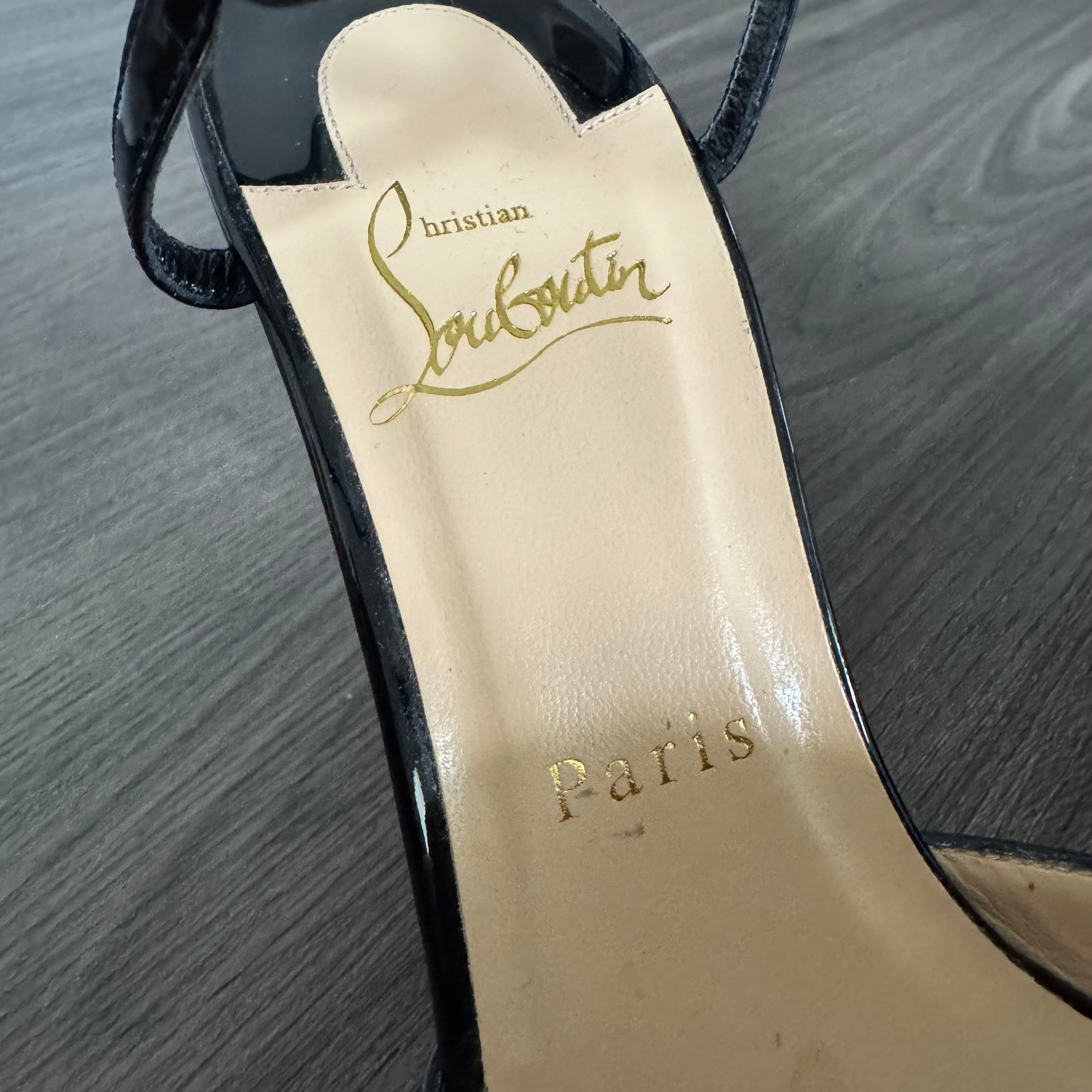 m*3様 極美品 クリスチャンルブタン rivierina 85 patent Christian Louboutin Rivierina 85 Heels – The Closet New York