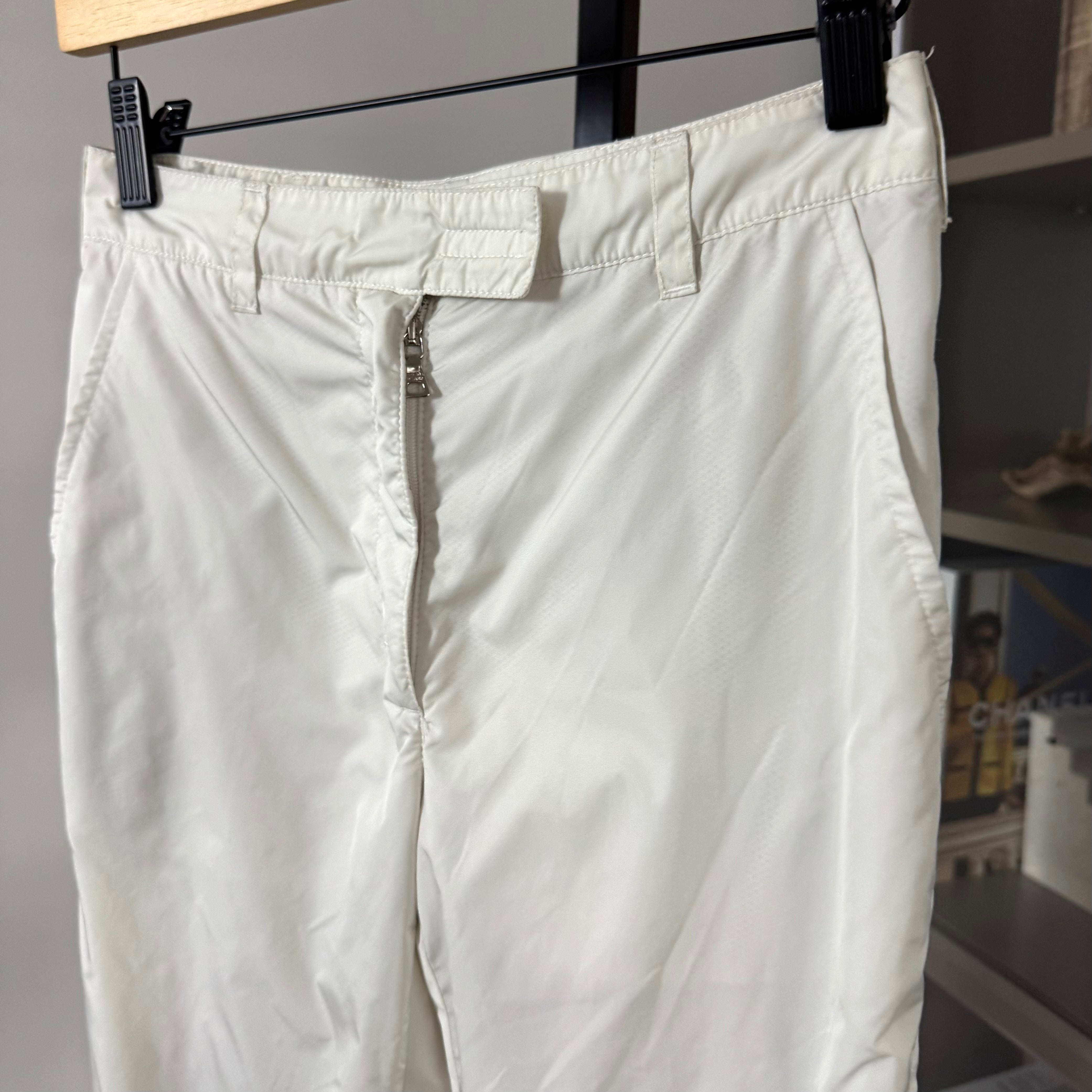 パンツ PRADA White slacks pants Prada White Nylon Mesh Lined Straight Trouser Pants – The Closet