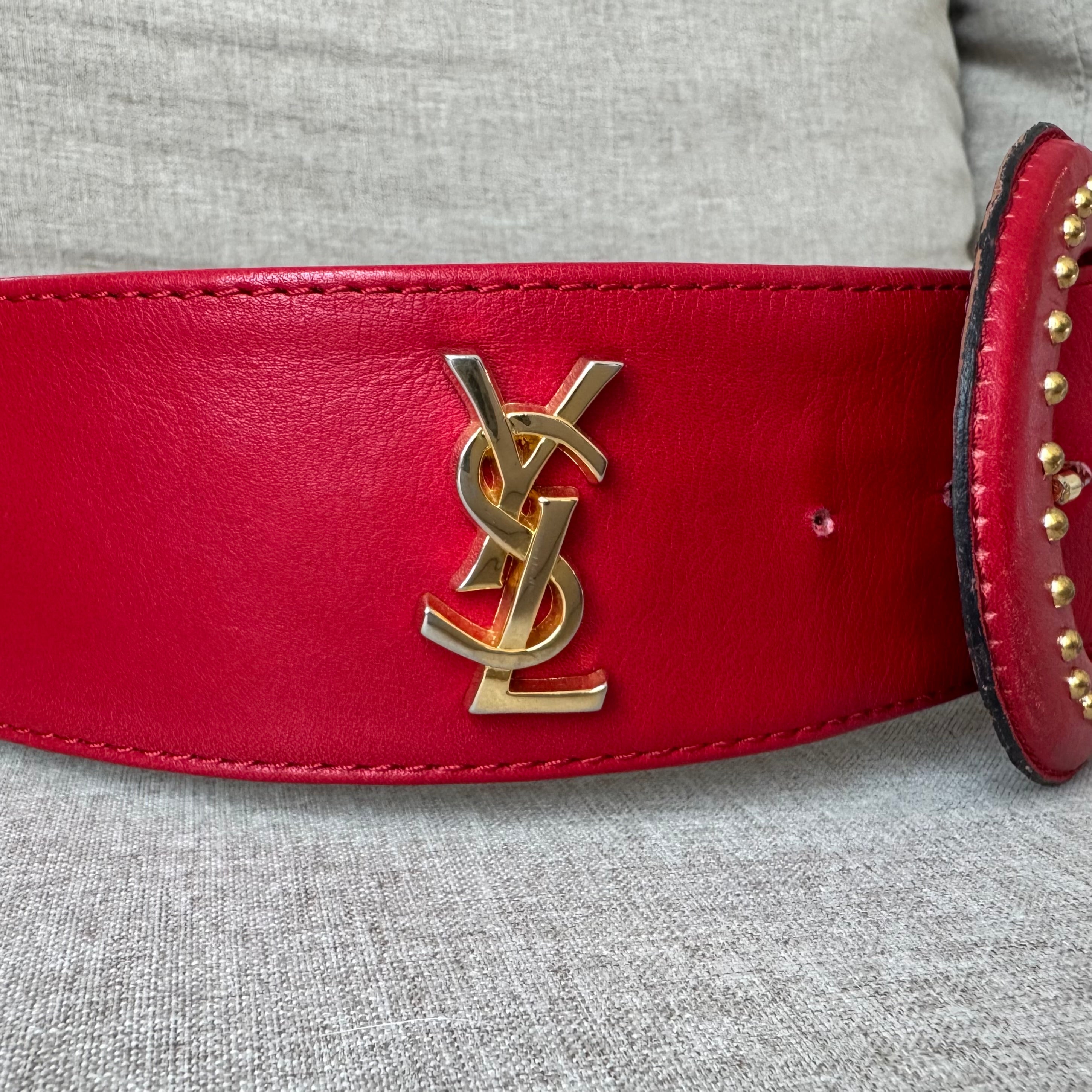 Saint Laurent Dバックル python belt red エディ期 Ruby red python belt - Luxury custom-made belts