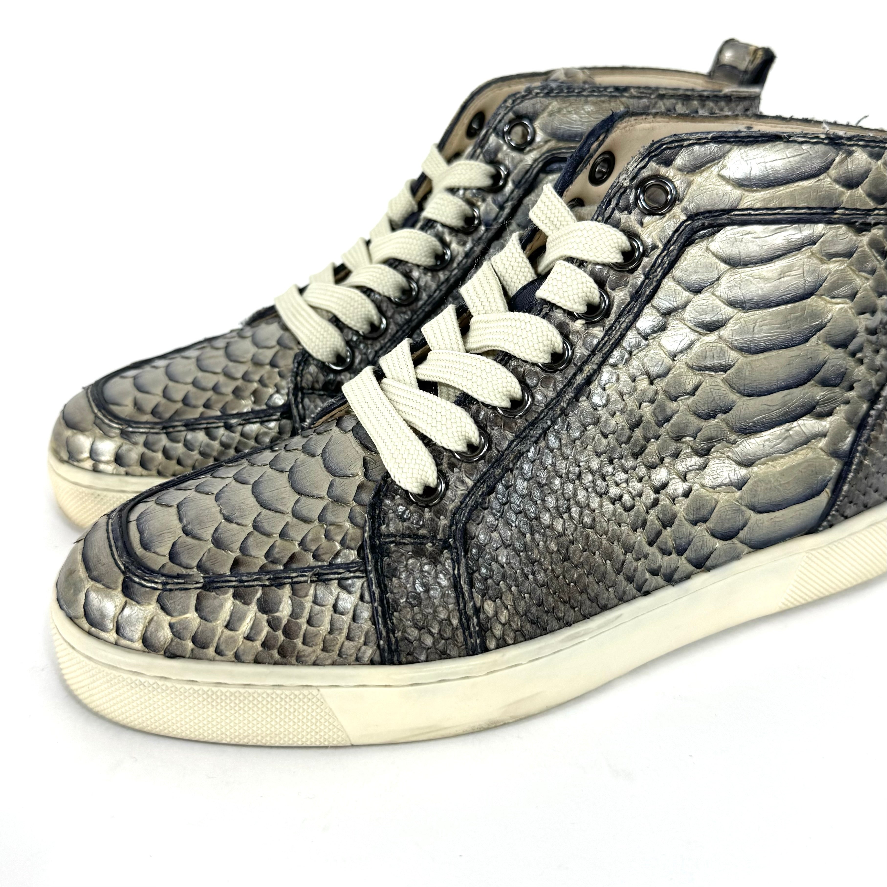 Christian Louboutin Python Leather Tonal Brushed High Top Sneakers The Closet New York