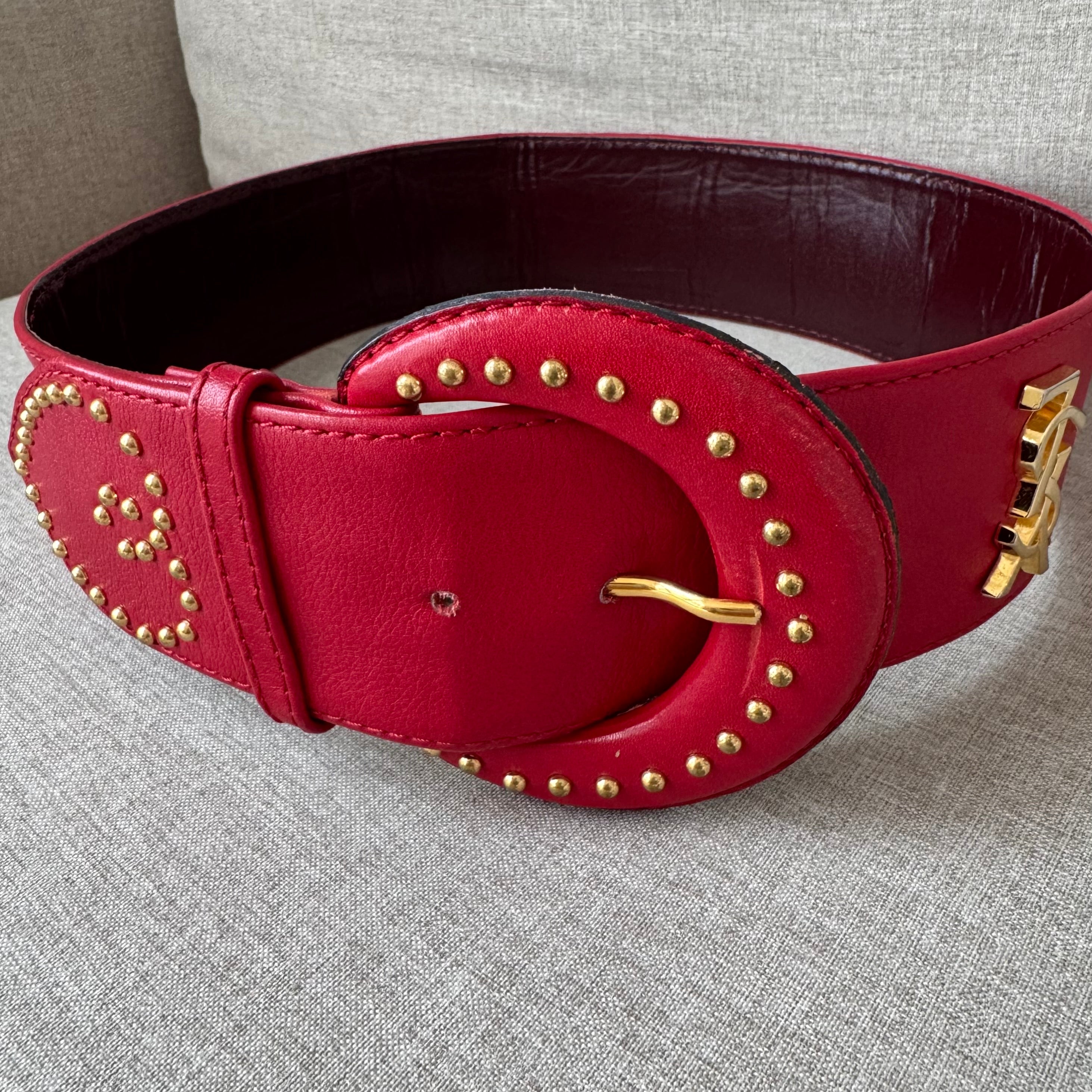 YSL Wide Leather Studded Belt – The Closet New York